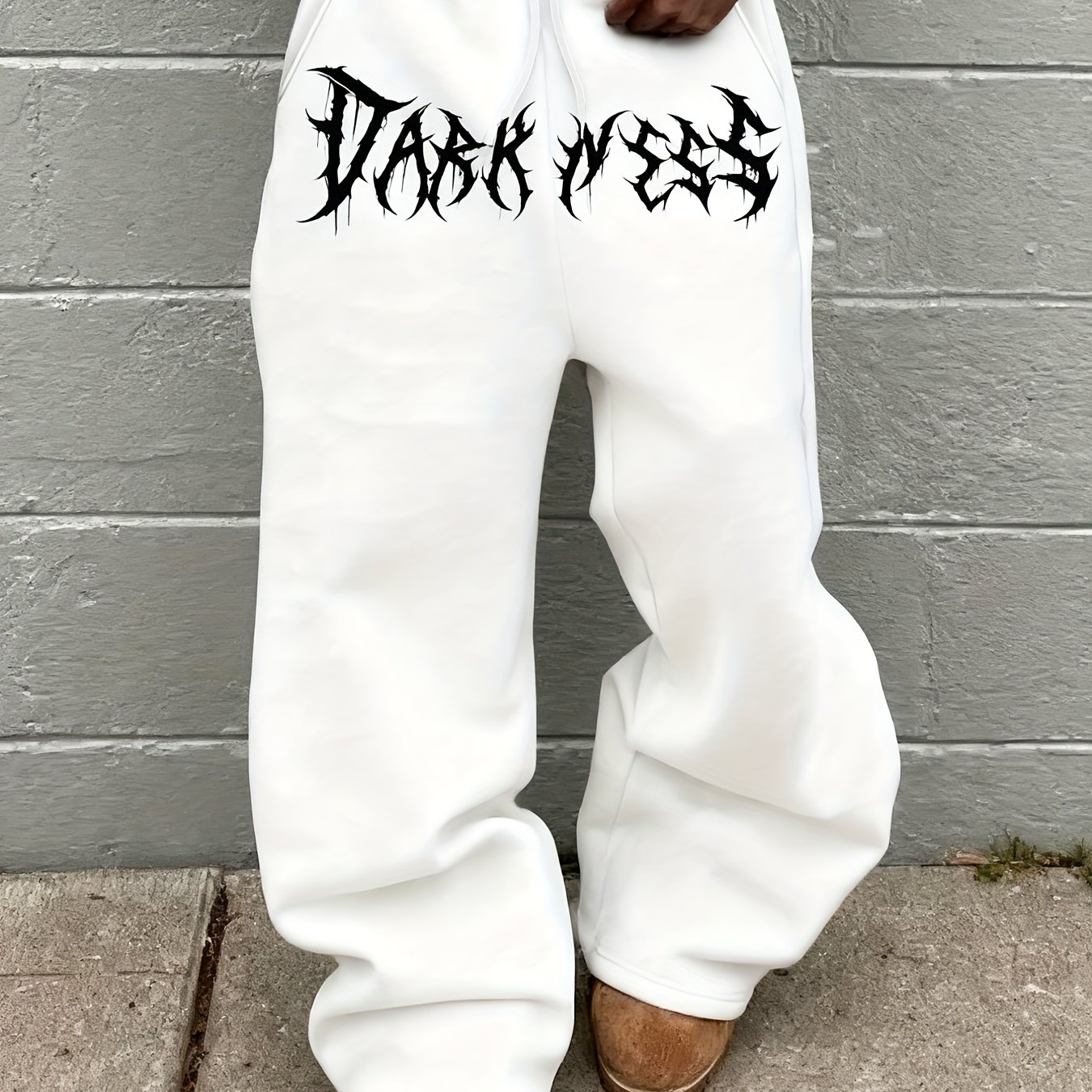 TEMU Men's Versatile Solid Color Drawstring Loose Casual Athletic Long Pants, Spring Autumn Men's Outdoor Long Trousers