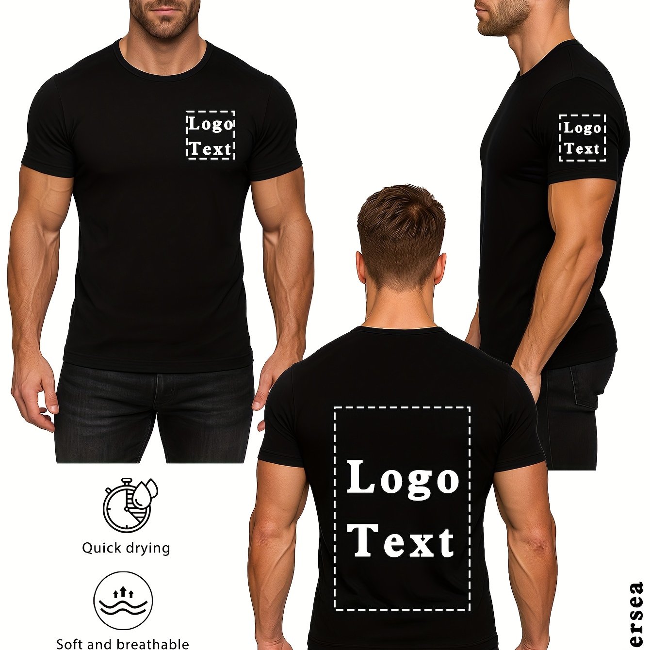 TEMU Custom Men's T-shirt, Halloween And Christmas Patterns/text, Team Building Apparel, Couple's Gift T-shirt, Comfortable Crew Neck Style,