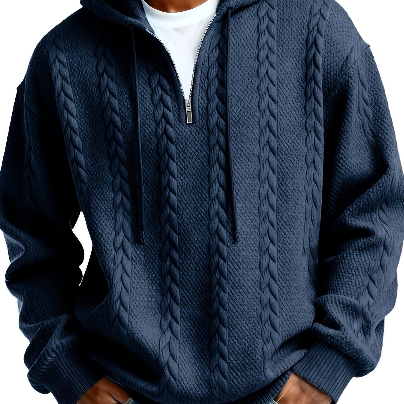TEMU Nouveau sweat-shirt épais pour homme, sweat-shirt à capuche et manches longues tendance en jacquard, vêtement décontracté et sportif pour homme