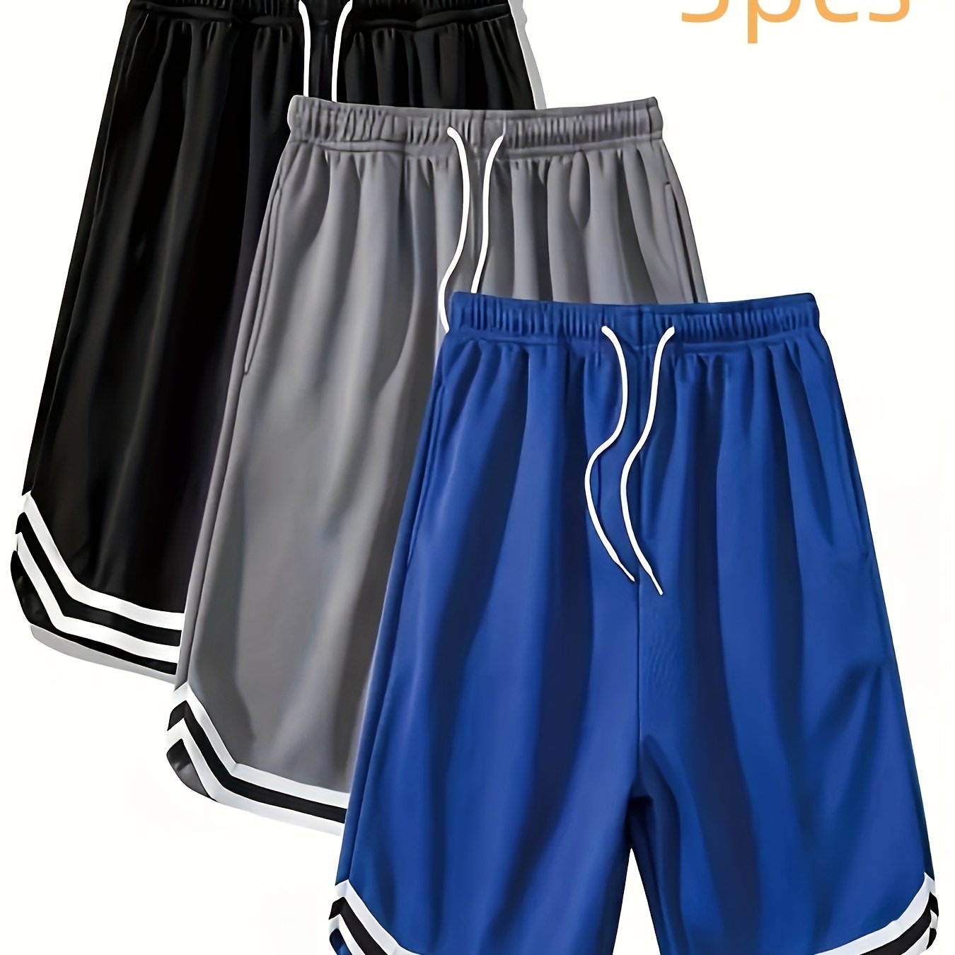 TEMU 3 Pairs Of Men's Sports Shorts, Slightly Elastic, Solid Color, Sports And , Breathable And Quick-drying, Suitable For Running, Hiking, Beach Activities And Outdoor Activities