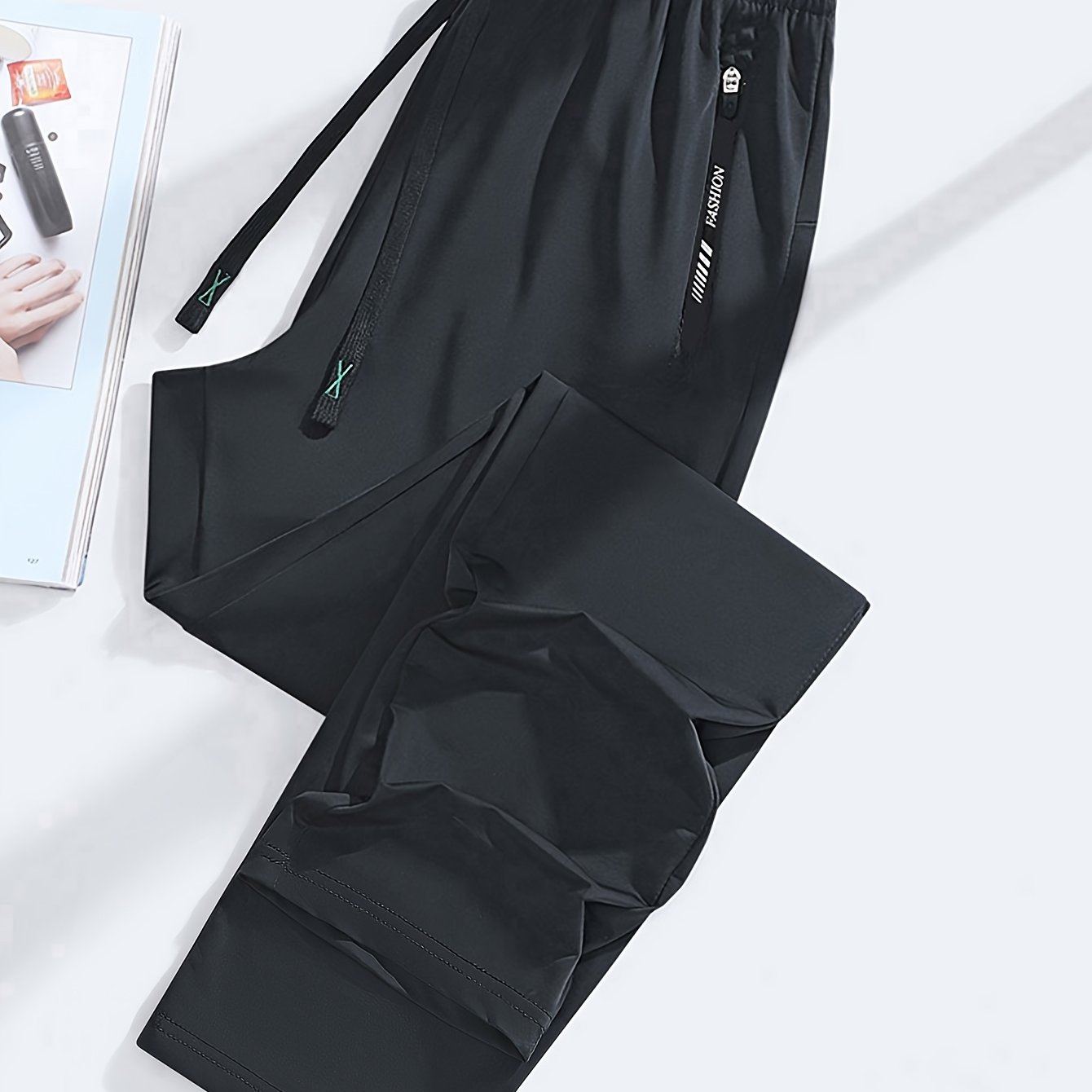 Image of Plus Size - Plus Size - 1pc Summer Women's Plus Size Pants, Breathable Elastic Loose Waist Casual Trousers