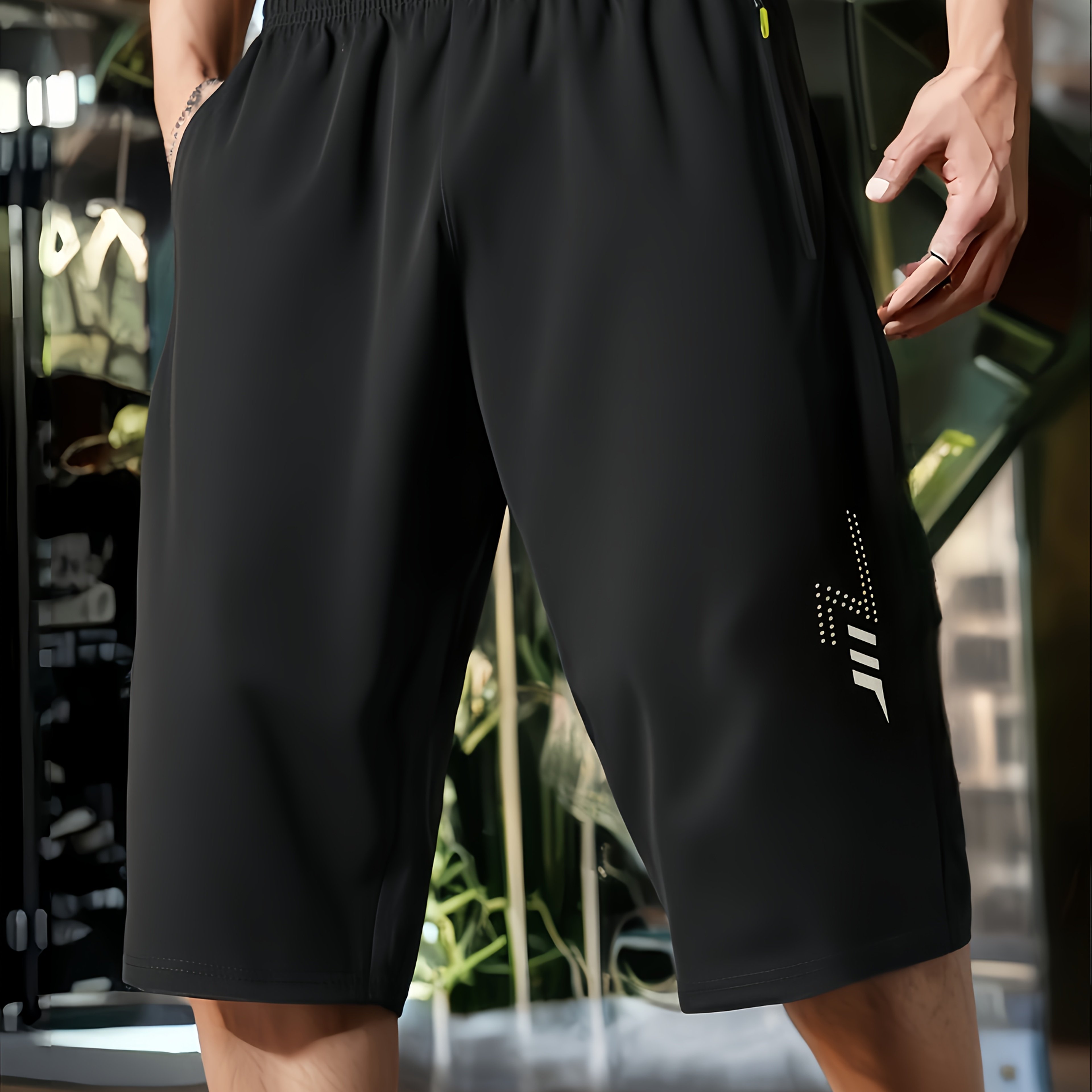 E-shop Herren Sommer Schweißableitende Locker Atmungsaktive Sportliche Einfarbige Schnelltrocknende Caprihose, Dünner Trendiger Stil, Schweißresistent