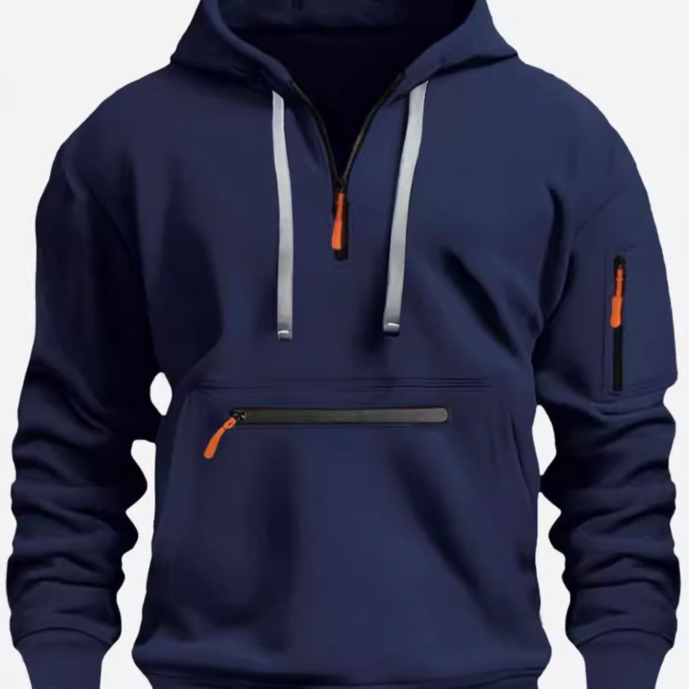 Image of 2026 New Autumn Winter Men's Zip-up Multi-pocket Hoodie Casual Sports Pullover Top (please Refer To Size Chart)