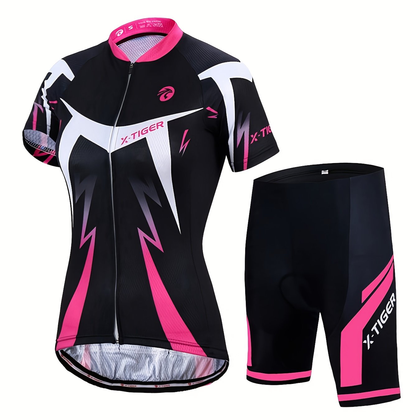 E-shop X-TIGER Pro-Radsportanzug für Damen - Radhose und Jacke - mit drei Rückentaschen, schnelltrocknender, stoßdämpfende Polsterung, elastischer
