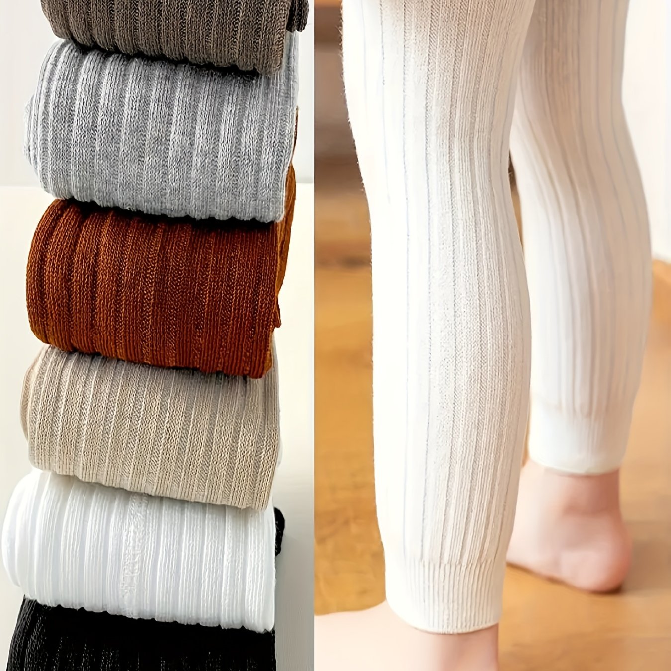 Image of 6-pc Girls' Striped Candy-colored Leggings, Children's Tights, Wearable And Versatile Comfortable Breathable Ankle Pants