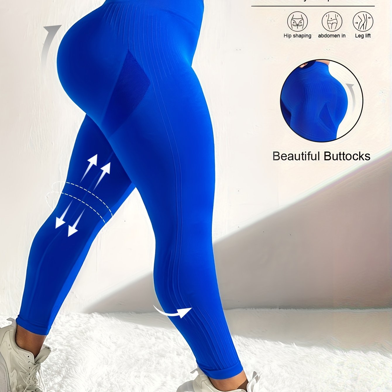 E-shop Yogahosen in Übergröße, Damen-Sportbekleidung & Freizeitkleidung, blaue nahtlose hochelastische Sporleggings, hoch taillierte nahtlose Leggings