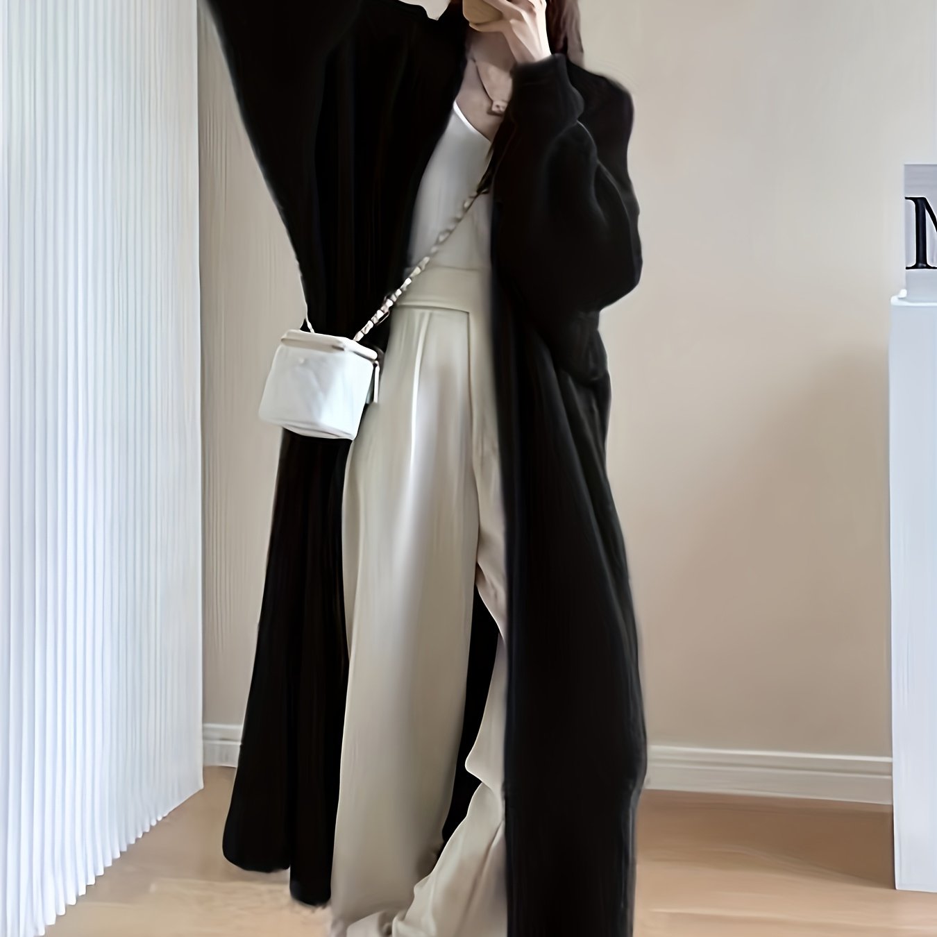 TEMU Cardigan long doux en velours pelucheux et confortable, style montant sur le genou, pour femme, nouveau pull-cardigan d'automne/hiver haut de