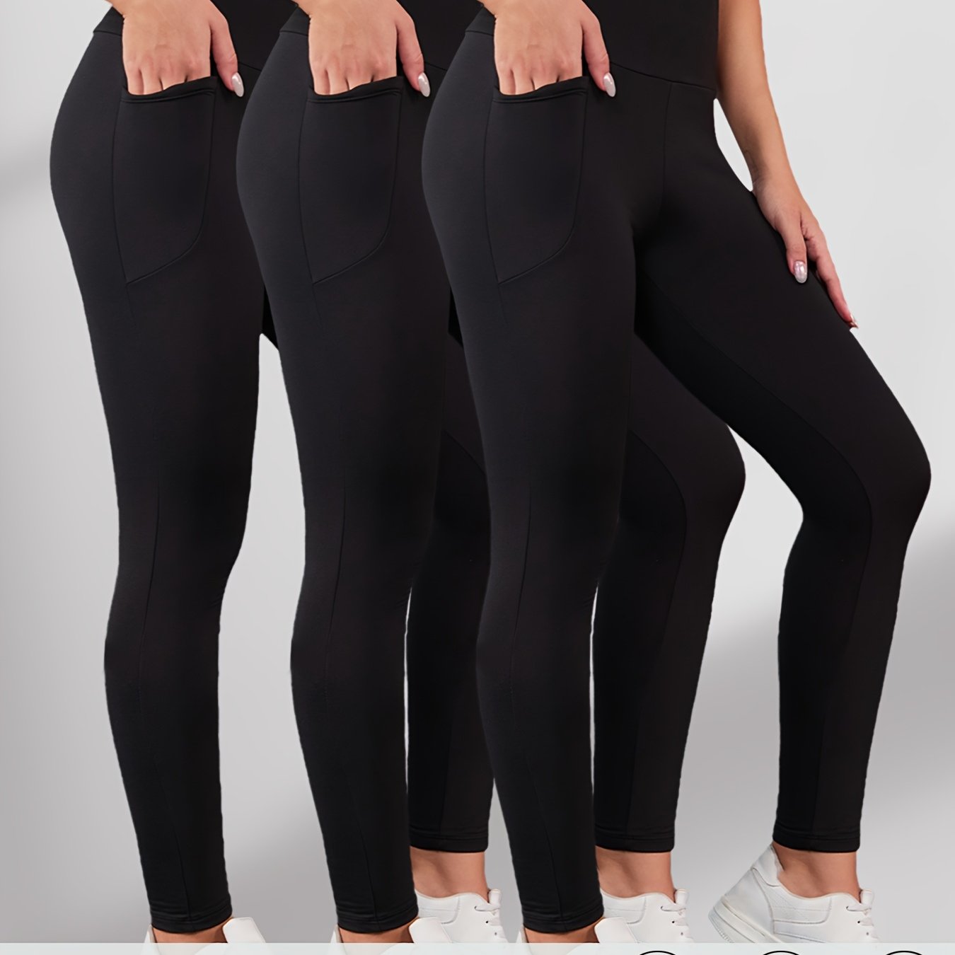 3 Pack Women's High Waisted Tummy Control Leggings With Pockets - Super Soft Running Workout Pants, Gym & Casual Attire, Full-length Coverage & Smooth Texture (no ) - Ideal For Gym, Cycling