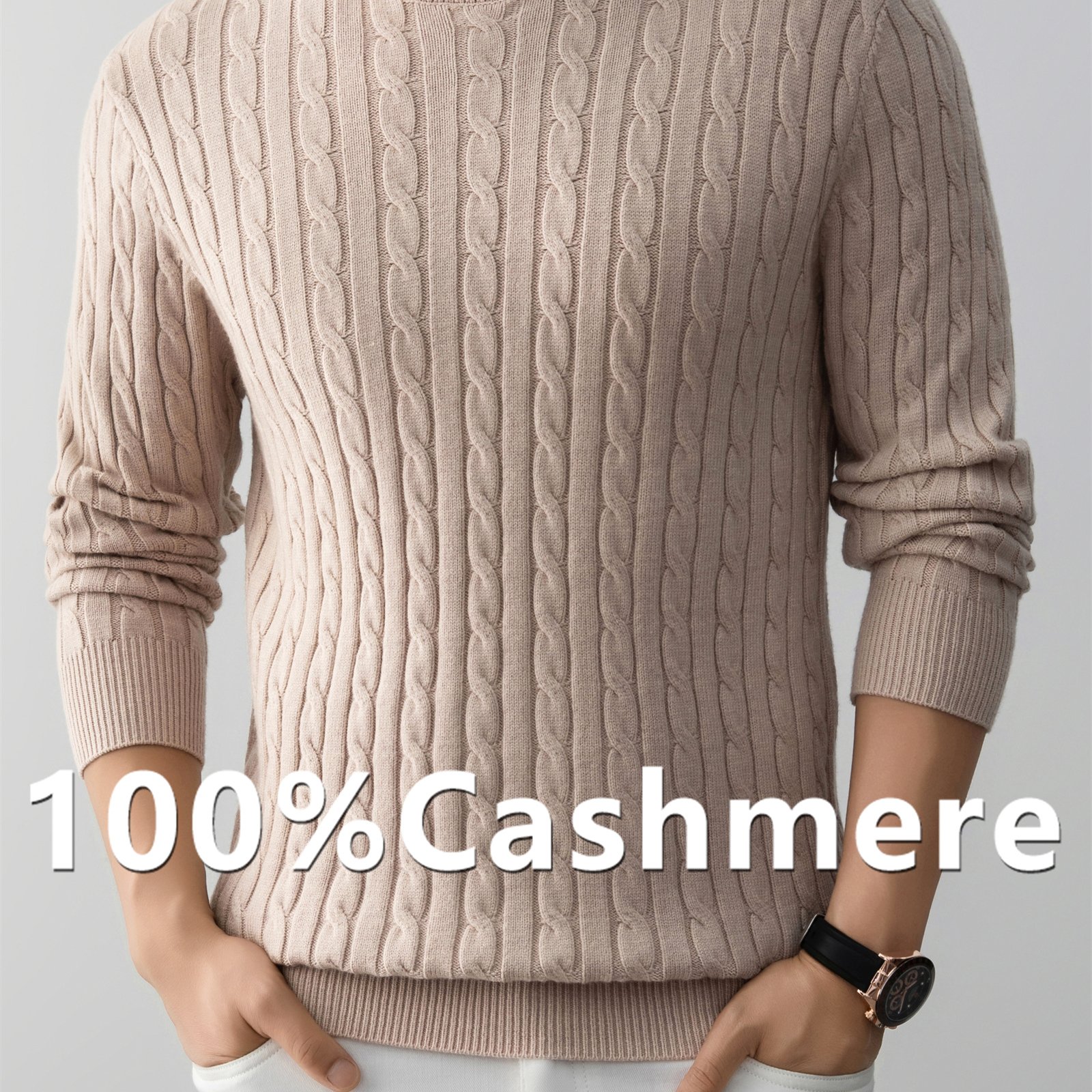 TEMU Zbzp Spring Autumn Winter Knit Cable Solid Round Neck Sweater, Basic Knit Top Men's Fashion Knit Shirt Long Sleeve, And Exquisite