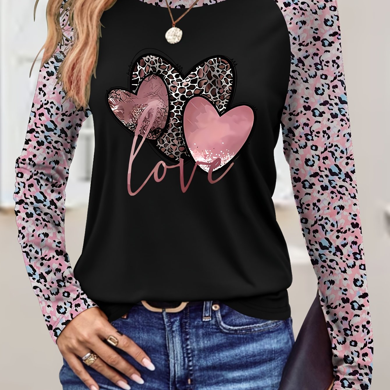 TEMU Graphic Print, Long Sleeve T-shirt - Trendy Whimsical Design, Perfectfor Spring And Fall, Women Comfortable Casual Wear Clothing