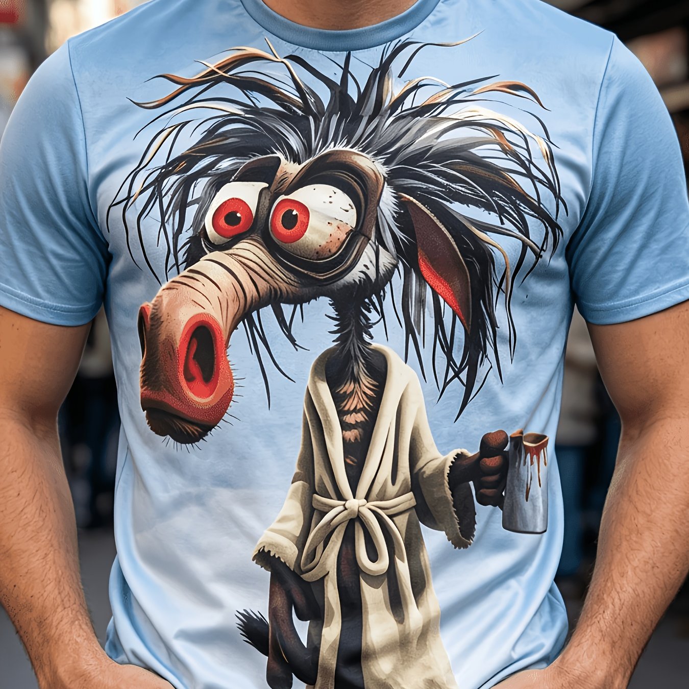 TEMU Men's Printed T-shirt, Made Of Comfortable Fabric, With A Round Neck Design, Is Very Suitable For Summer Wear, Ideal For Casual , Vacations, And