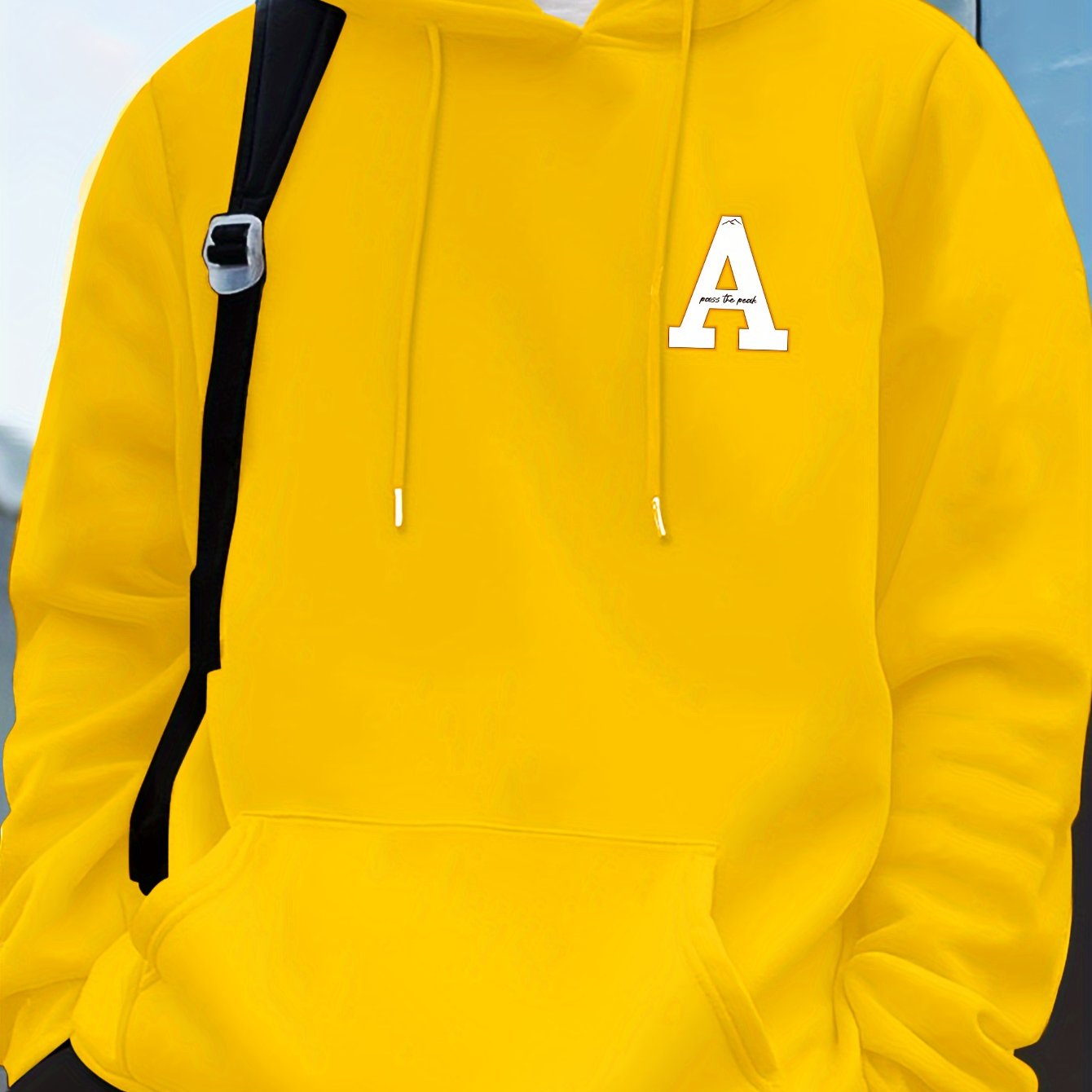 TEMU Men's Fashion Drawstring Hoodie With Front Graphic Print