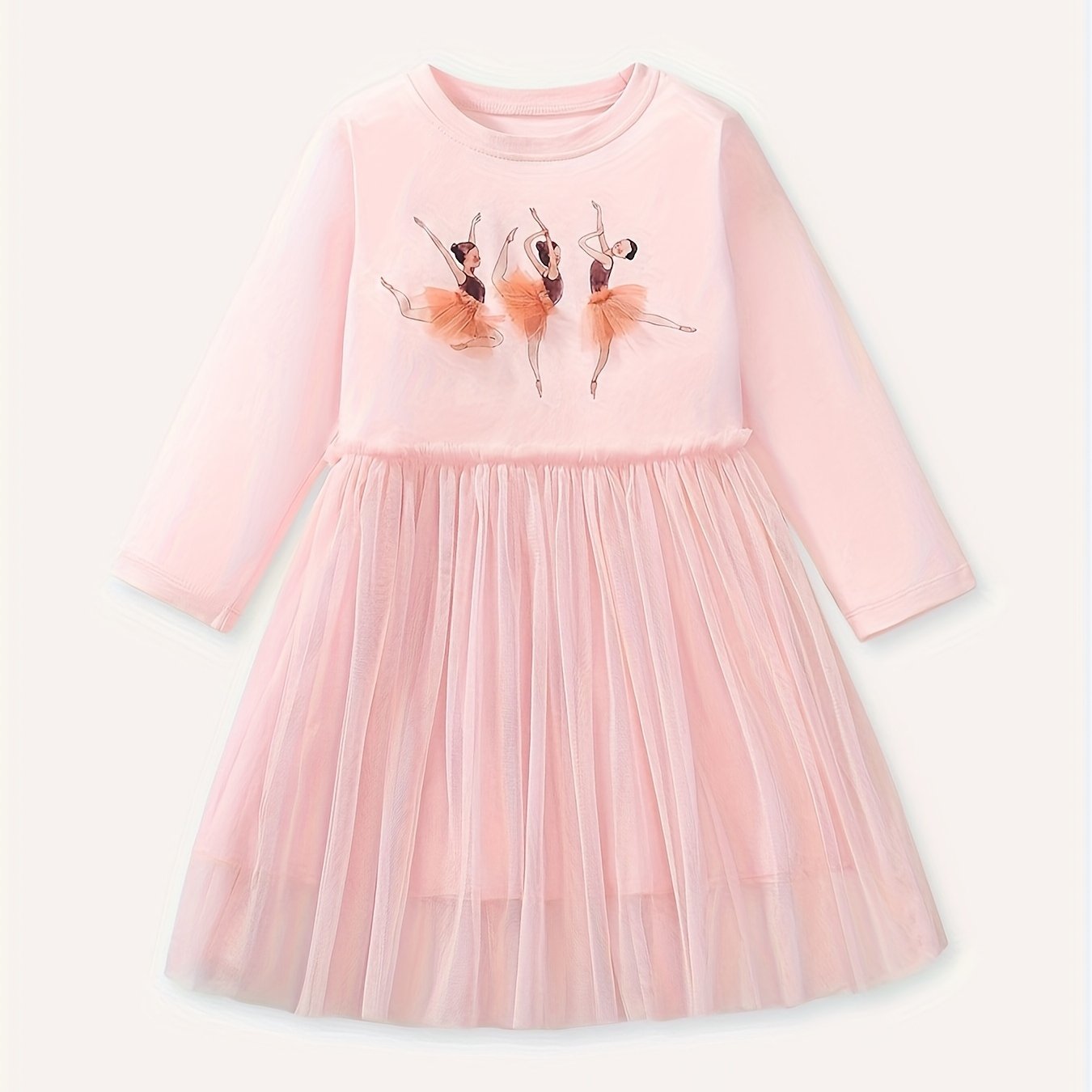 Autumn Girl Dress Cute Mesh Long Sleeve Dress
