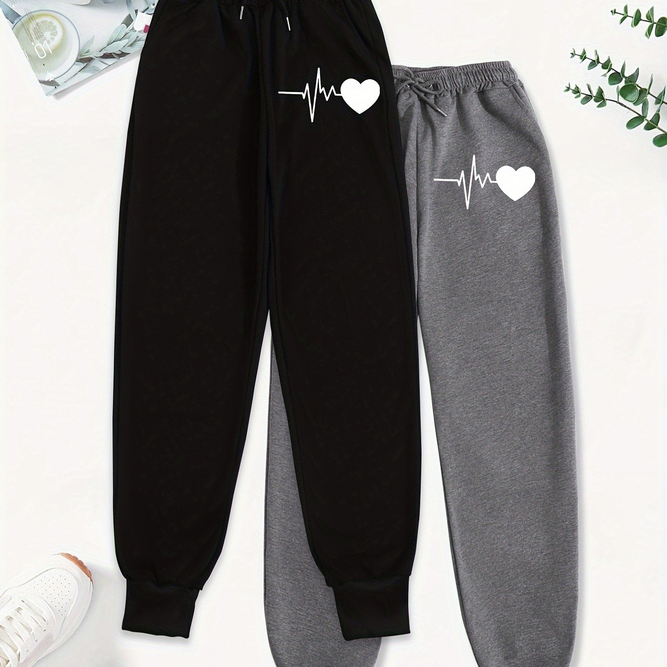 TEMU 2pcs Cartoon Graphic Print Pants, Casual Drawstring Waist Jogger Pants, Women's Clothing