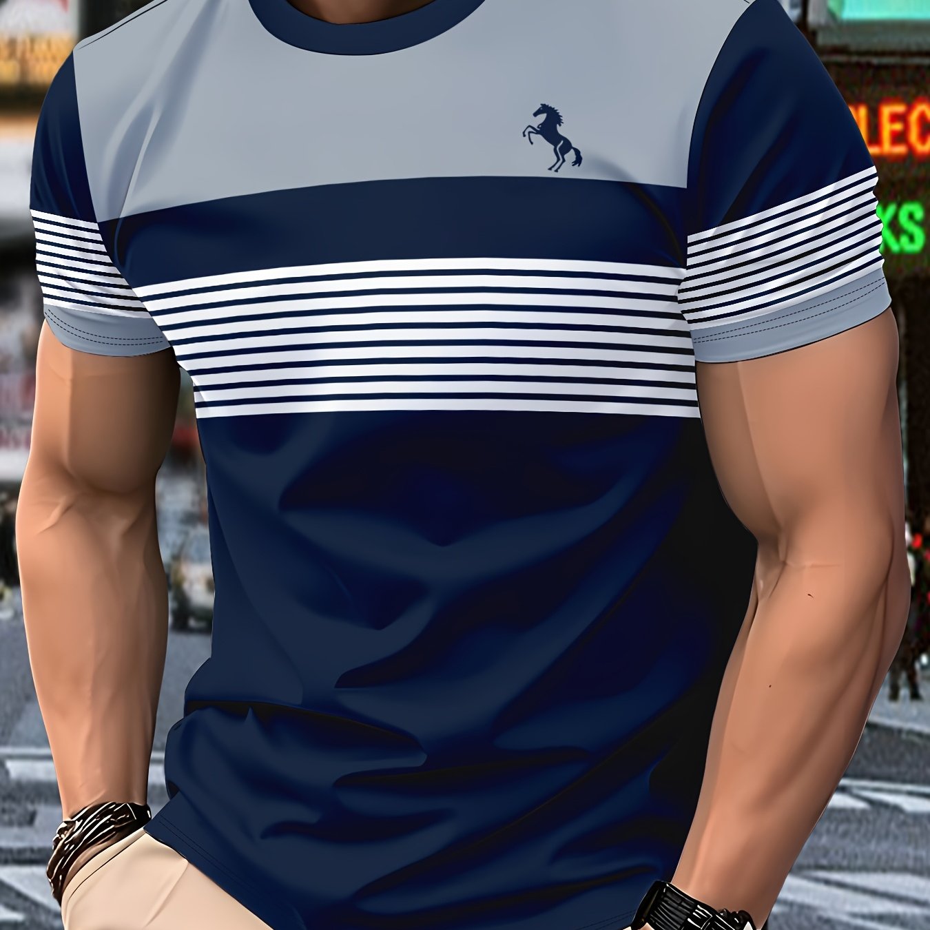 TEMU Men's Casual T-shirt - Lightweight Polyester Outdoor Commuting And Vacation Wear. Machine Washable. Suitable For . Comfortable For Wear. |