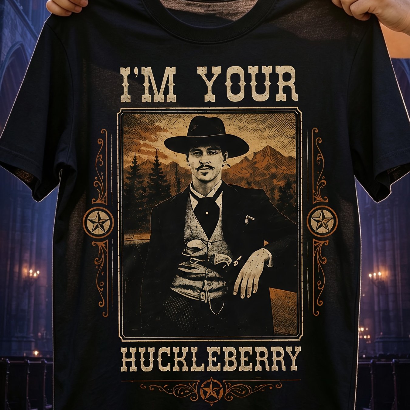 TEMU Men's And Women's " " Western Cowboy Vintage Unisex 100% T-shirt, Soft, Casual Streetwear Essential, Affordable Daily Wear & Perfect Halloween