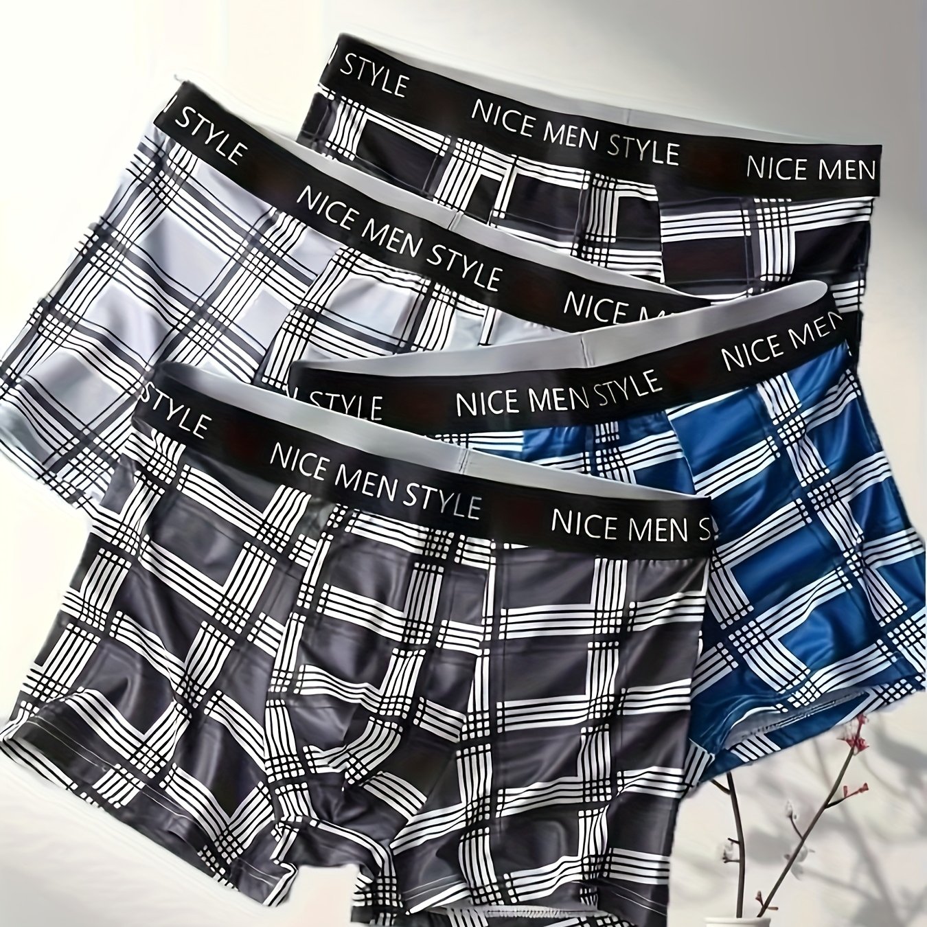 TEMU 4pcs Of Men's Boxer Briefs, Stylish High-waisted Sports Underwear, Breathable Casual Running Shorts