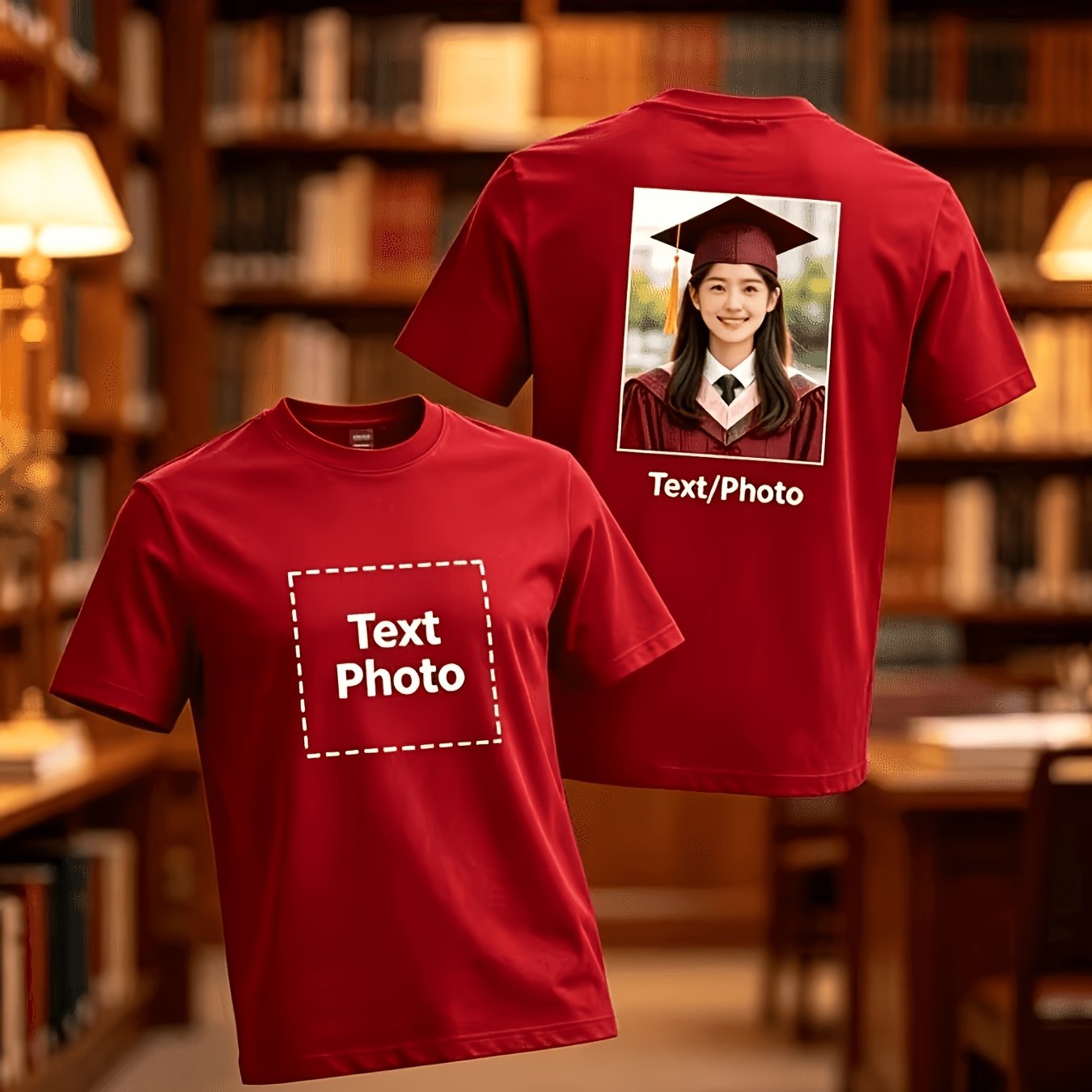 TEMU Custom T-shirt Personalization, Unisex, Front And Back Customization Areas, Design Your Photo Pattern/ideal For Graduation Gifts And Group