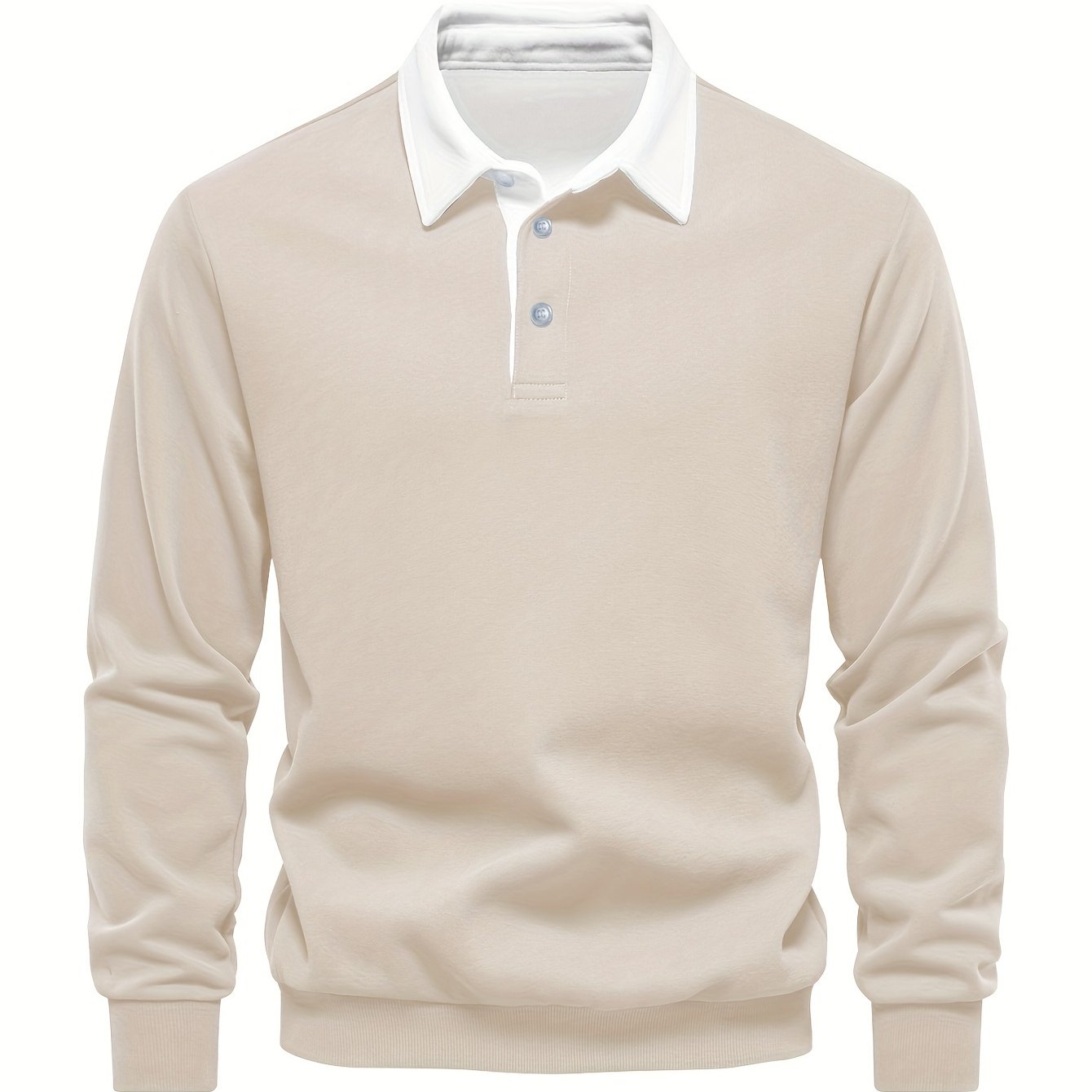 [ Obm] Men's Casual Fashion Shirt - Comfortable Polyester, Summer Outdoor Long Sleeve With Collar, Machine Washable
