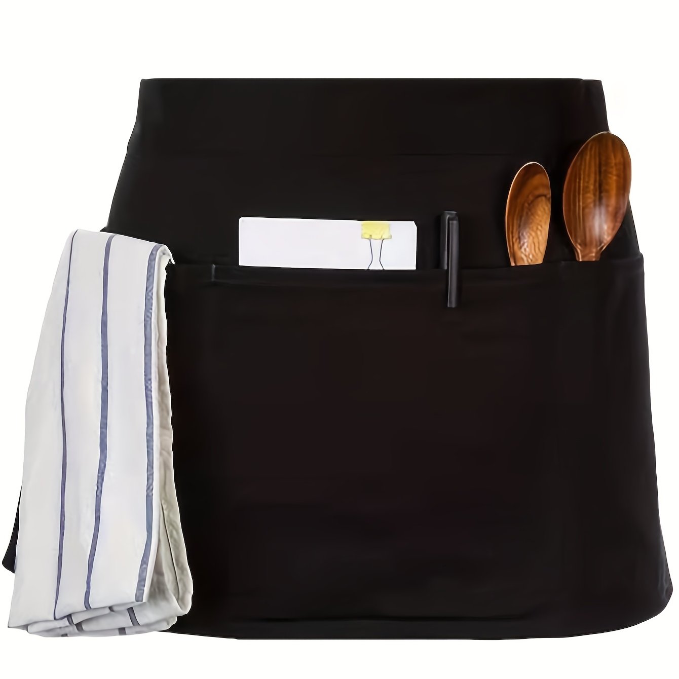 Chef's Half Apron, Café Waiter's 3-pocket Short Apron, Multi-pocket Half Apron