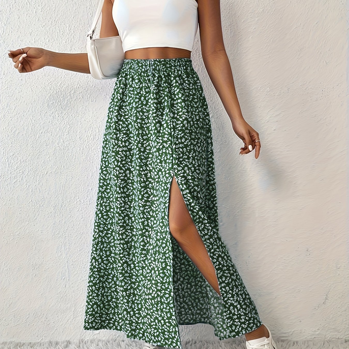 Women' Floral Print Maxi Skirt With High-waisted Design & Side Slit - Stylish Vacation Attire, Polyester, Spring/summer/fall, Casual Summer Wear | Floral Print Skirt | Polyester