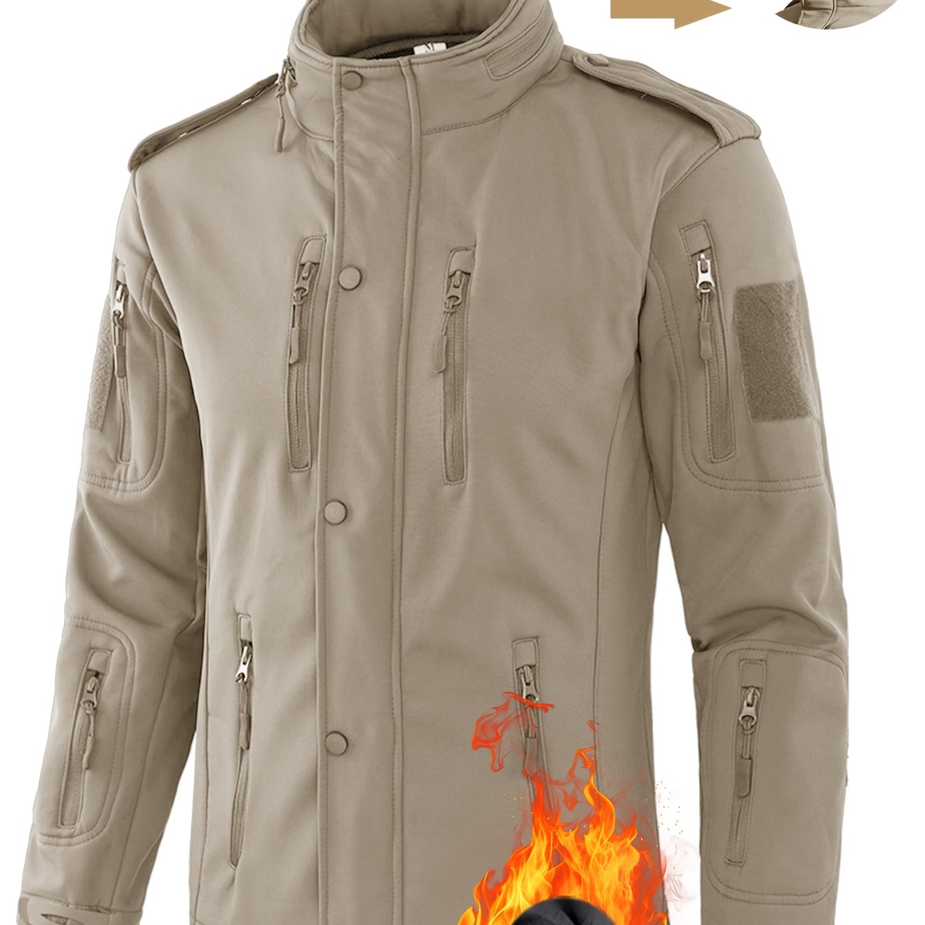 Men's Tactical Fleece Jacket, Windproof Soft Shell Outdoor Hoodie