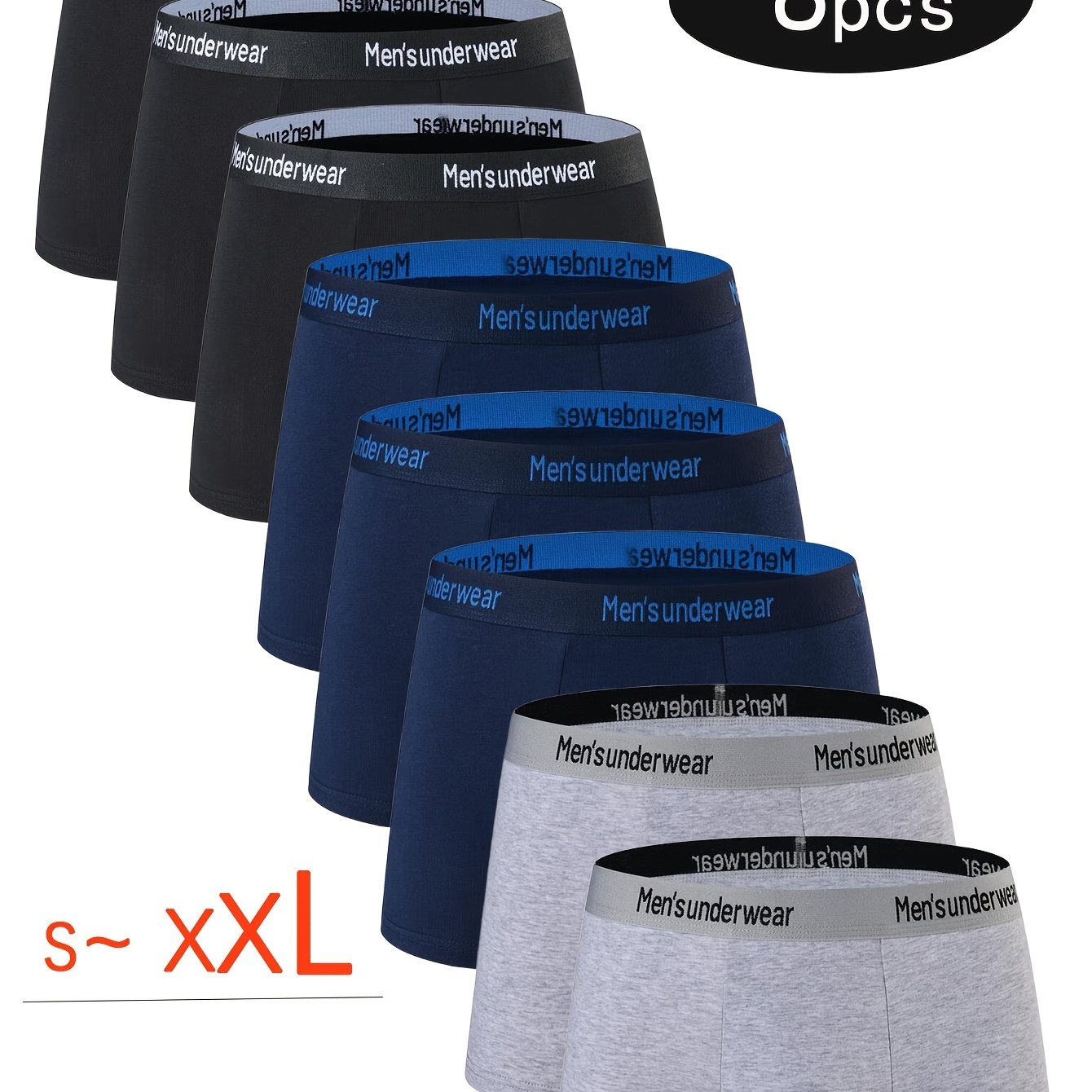 8pcs Mixed Colors Men's Cotton Underwear, 95% Cotton Casual Boxer Briefs, Stretchy Athletic Short Pants