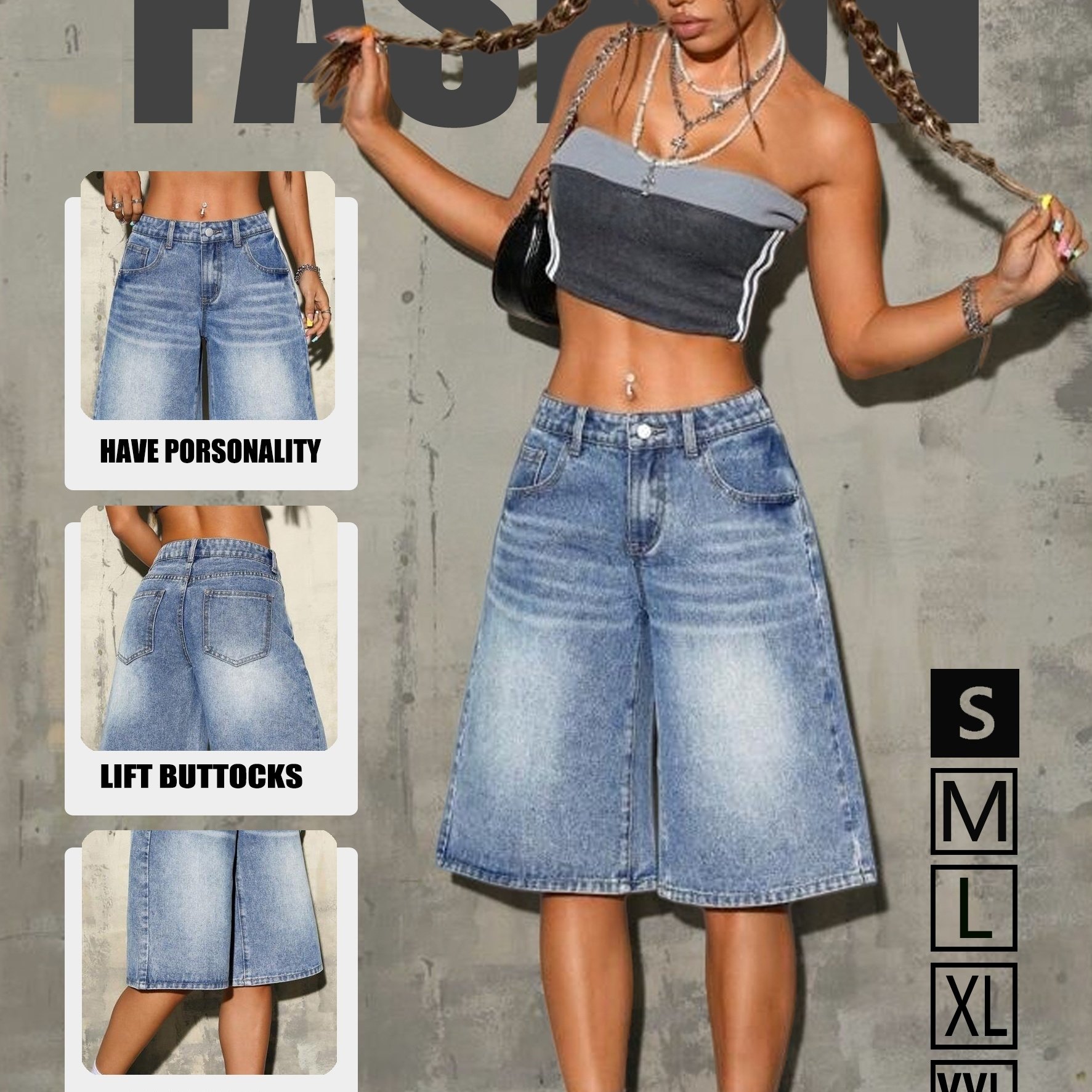 Spring/summer 2026 New Women's Stretchy Bermuda Shorts, Denim Shorts, Y2k Style Vintage Washed Jeans