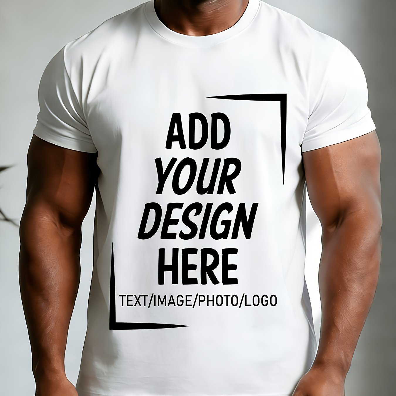 TEMU Men's Custom Photo & Text T-shirt - Double-sided Personalized Printing Suitable For Your Own Picture/text, Large Size Options, Durable