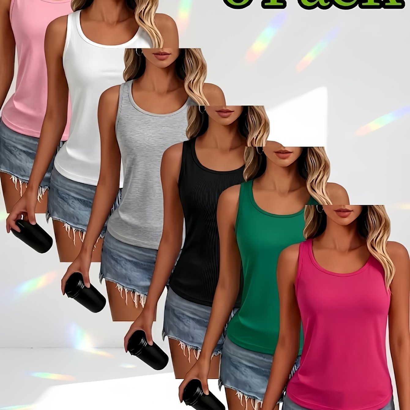 TEMU 6pcs Women's Sports Vest - Multi-functional High-elastic Sleeveless Top Suitable For Yoga Fitness And Comfortable Sweatshirt