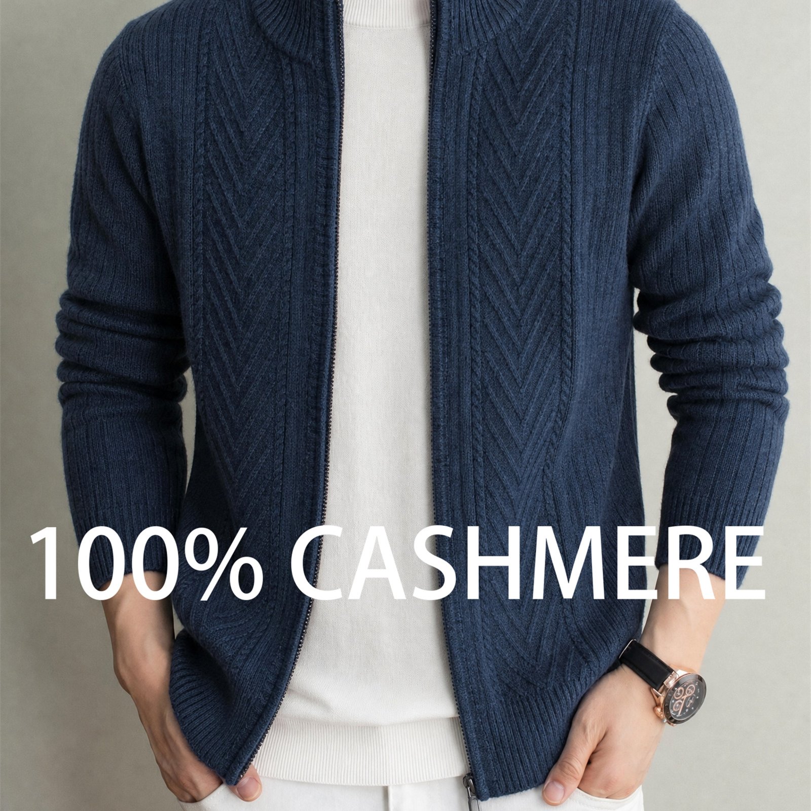 TEMU Zbzp Autumn Winter Knit 3d Solid Round Neck Sweater, Basic Knit Cardigan For Men, Fashionable Long Sleeve Jacket, H-jue