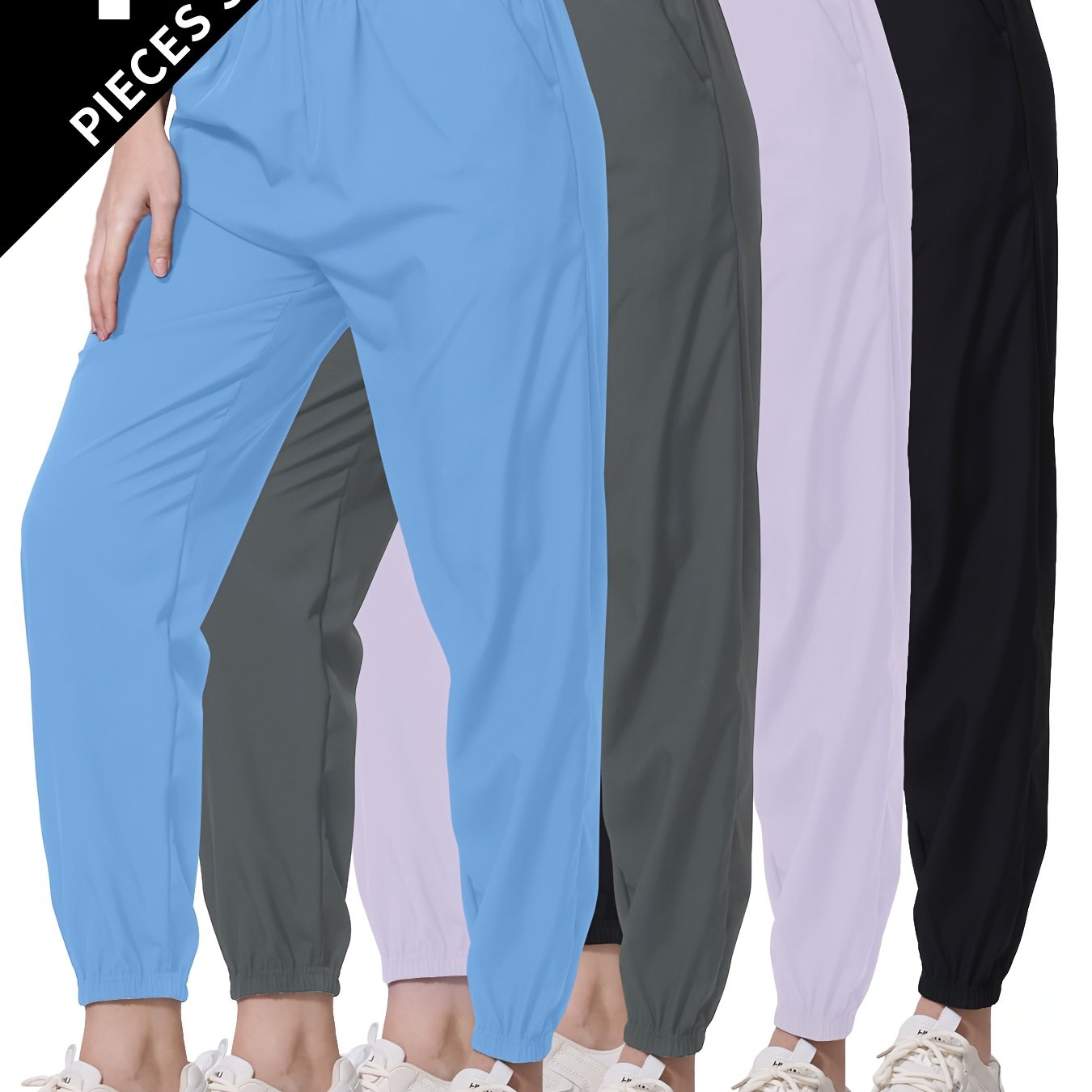 E-shop 4er-Pack Atmungsaktive, schnelltrocknende Hosen, dünne Sommer-Eis-Jogger, Outdoor-Sport-Wanderhosen