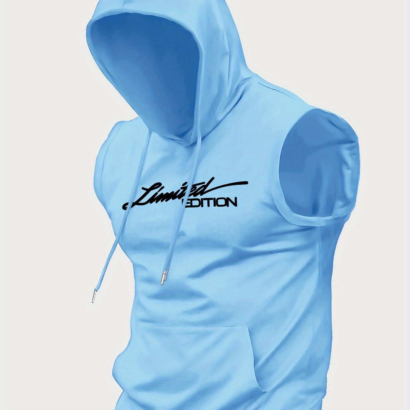 TEMU Camiseta sin con capucha de edición para hombre - Estilo casual , tejido de punto, estampado "Edición ", de cordón, ajuste para actividades al