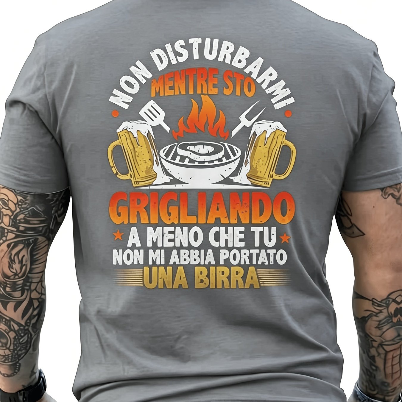 TEMU Una divertente maglietta da barbecue da con di birra italiana e le parole "Do Not Disturb BBQ" stampate su di , sul retro, perfetta per gli