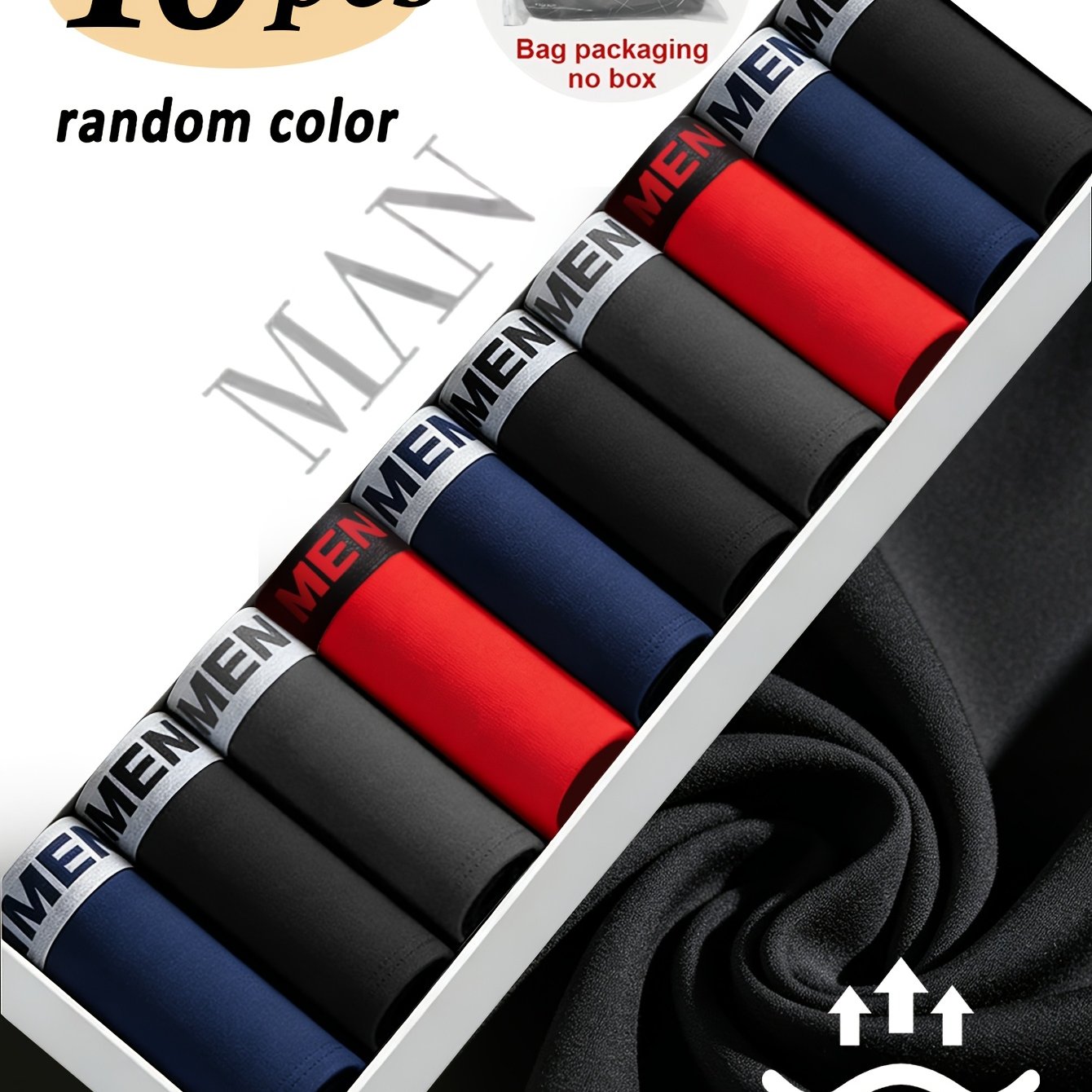 Image of Random 10pcs Men's Boxer Briefs, Comfortable And Material, Ideal For Daily Wear And Fitness, Superior Quality To Other Products!