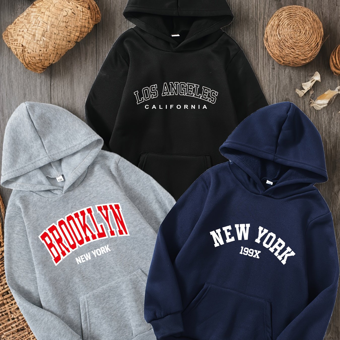 3pcs Boys' Fashion Hooded Sweatshirt With Casual Print, Suitable For Casual Attire,fall And Winter Clothes