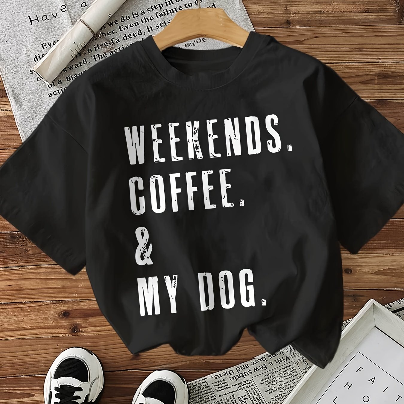 Letter Print T-shirt, Short Sleeve Crew Neck Casual Top For Summer & Spring, Women's Clothing