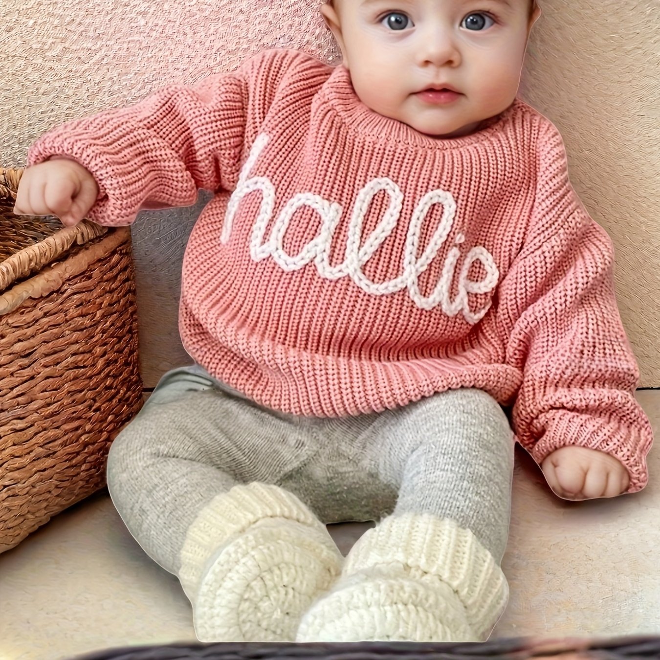 Personalized Baby Sweater With Hand-embroidered Name