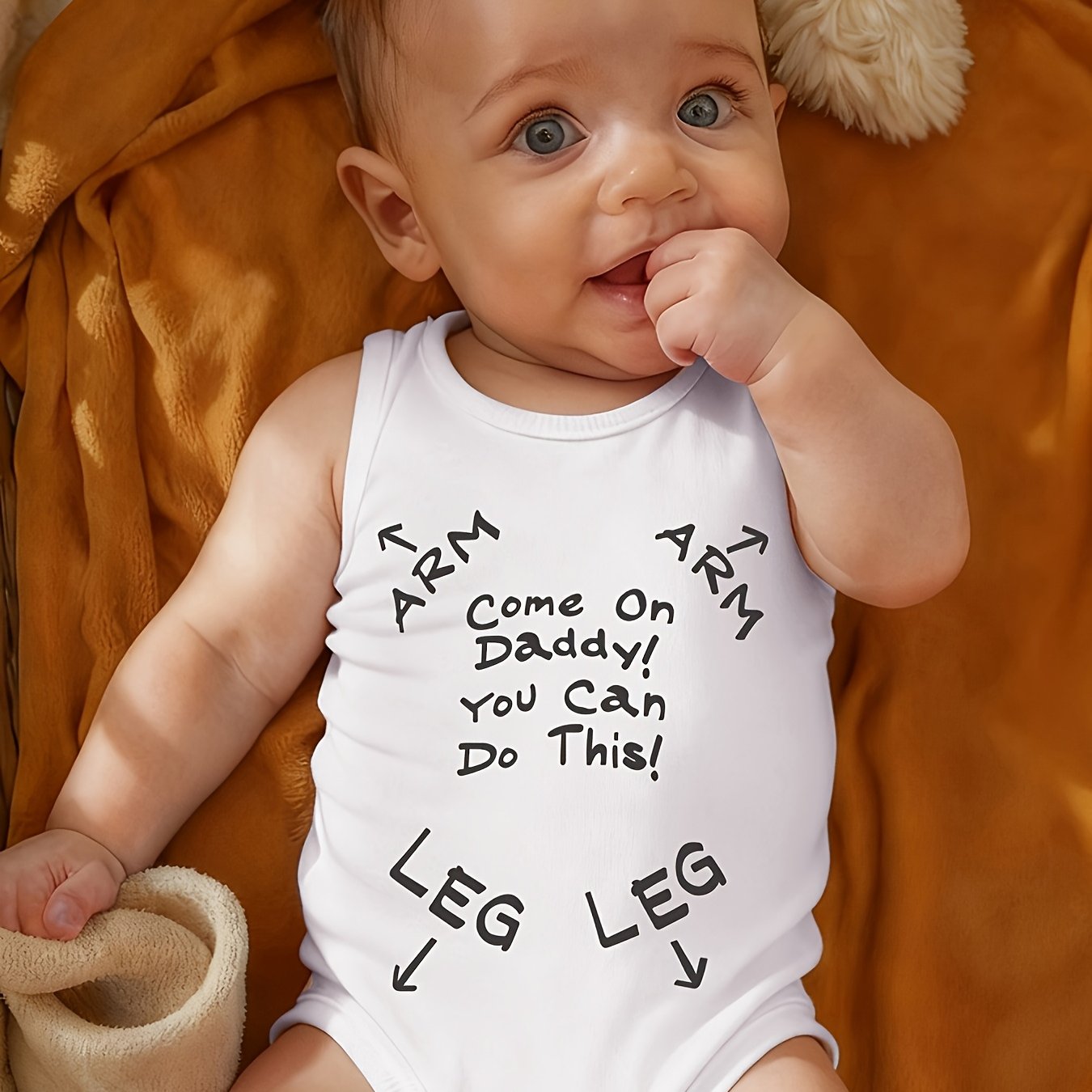 Image of Daddy, ! Letter-printed Baby Vest Romper, Newborn Crawling Outfit, Soft And Comfortable, Pregnancy Gift