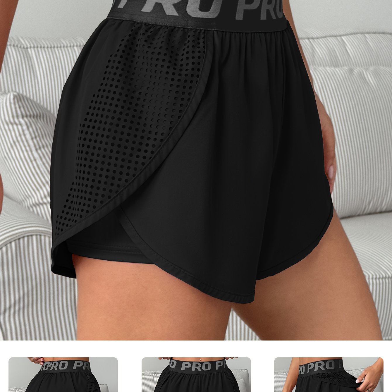E-shop Lässige Damen Sport Shorts mit Doppel-Layer und seitlichem