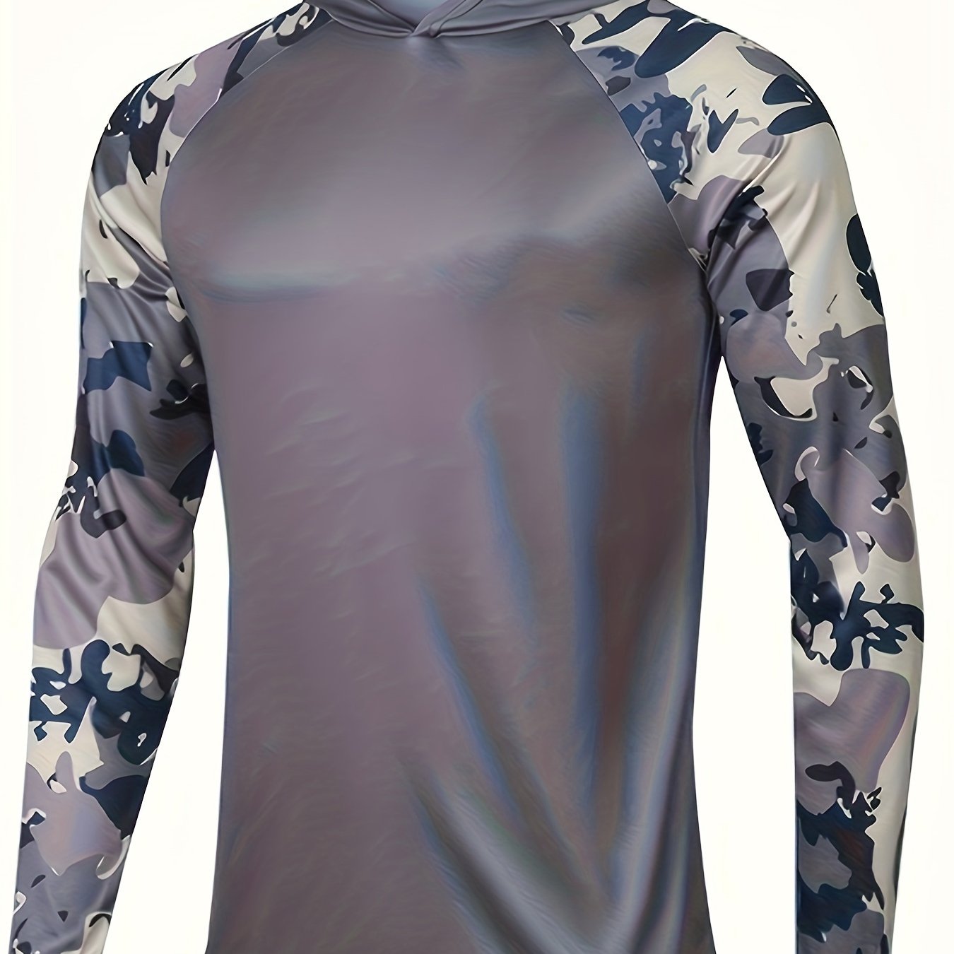 Men's Color Block Long Sleeve Sunscreen Hooded Fishing Shirt - Temu Canada
