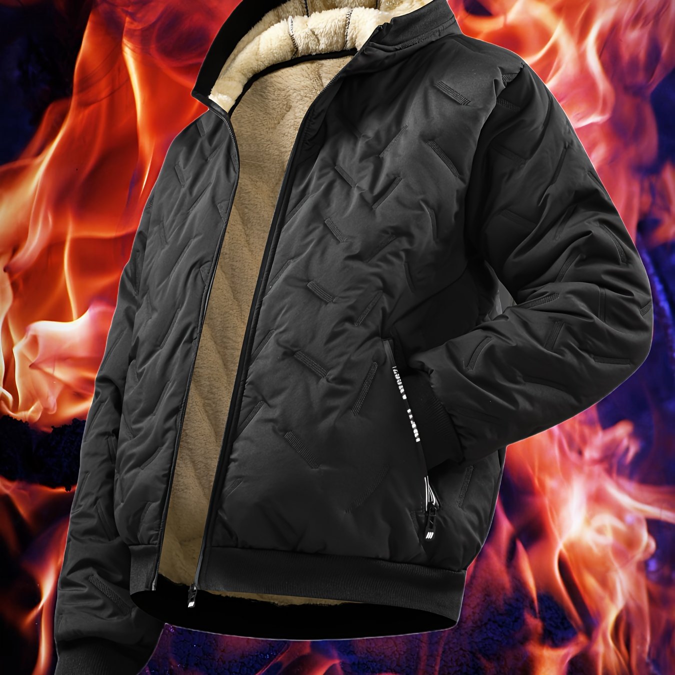 TEMU Chaqueta con Capucha para Hombre, Forro Polar Agradable, Abrigo de Invierno/Otoño con Cremallera y Bolsillos, Forro, Chaqueta de Invierno de