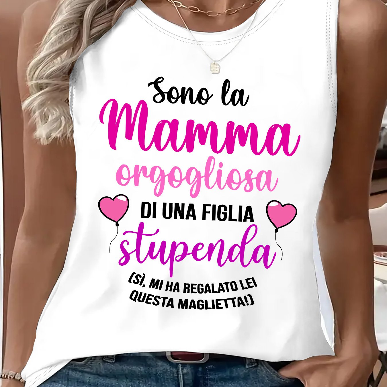 TEMU Graphic Print Tank Top, Sleeveless Casual Top For Summer & Spring, Women's Clothing