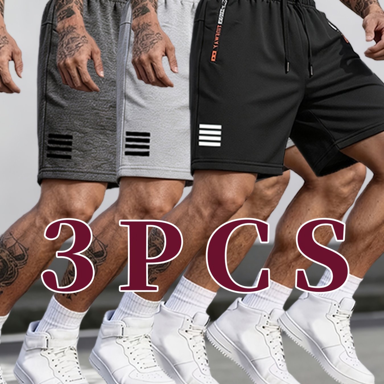 3-pc Teenager's Reflective Print Shorts - Letter Zipper Pockets, Easy & Stylish, Versatile For Sports & Casual Wear, Streetwear Essential, For Outdoor, For Teenager