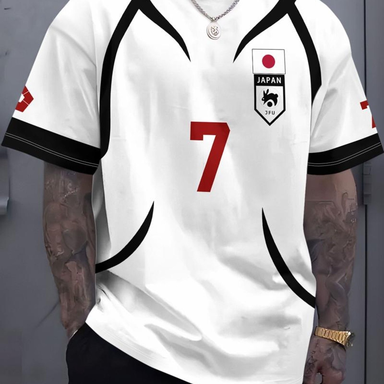 TEMU Japan Japan Football T-shirt, With Contrasting Color Block Stripes And /team Design. An T-shirt For Japan Team Fans, Featuring A Stylish,