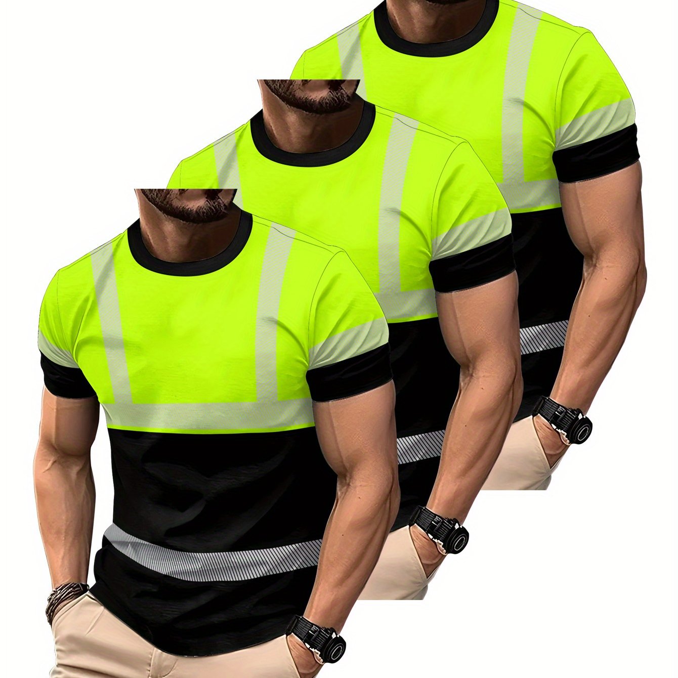 E-shop Herren Casual Sport T-Shirt 3er Pack – Erhältlich in Neon Grün & Schwarz, Royal Blau. Leichtes, atmungsaktives Material ideal für den täglichen