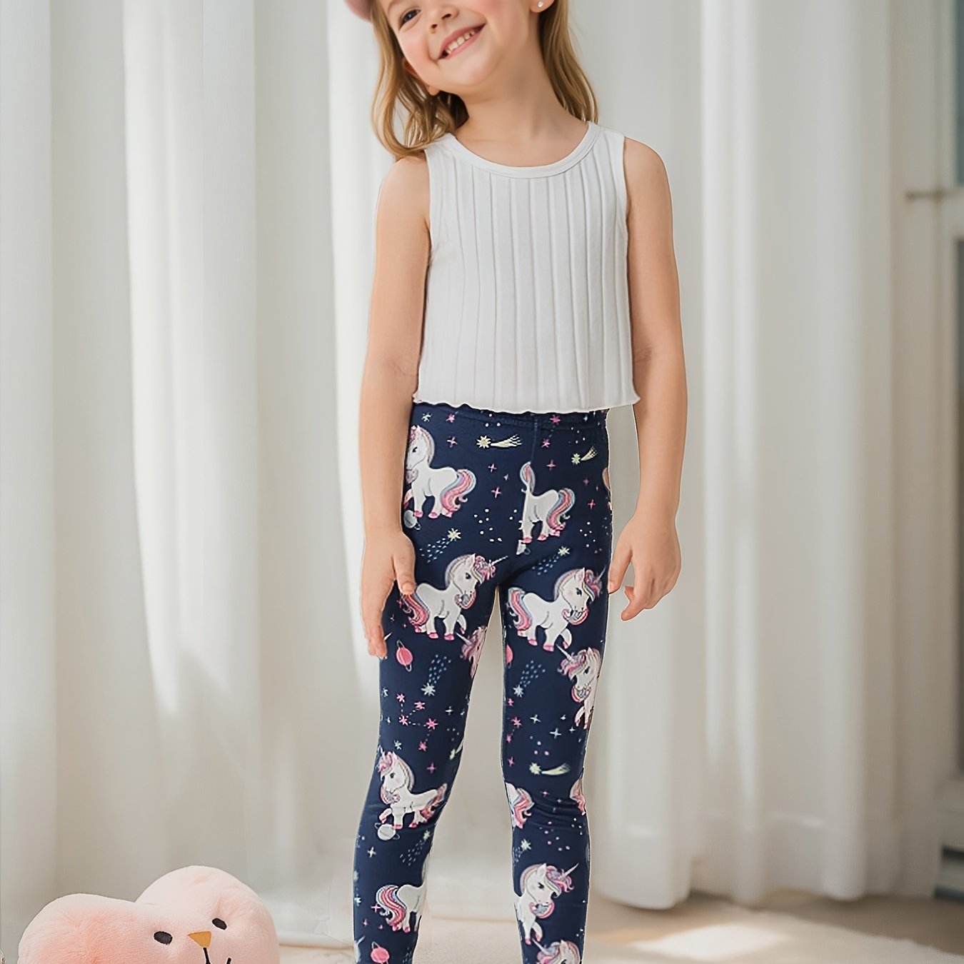 Girls' Casual Fashionable Cute Heat Transfer Print Leggings Skinny Pants