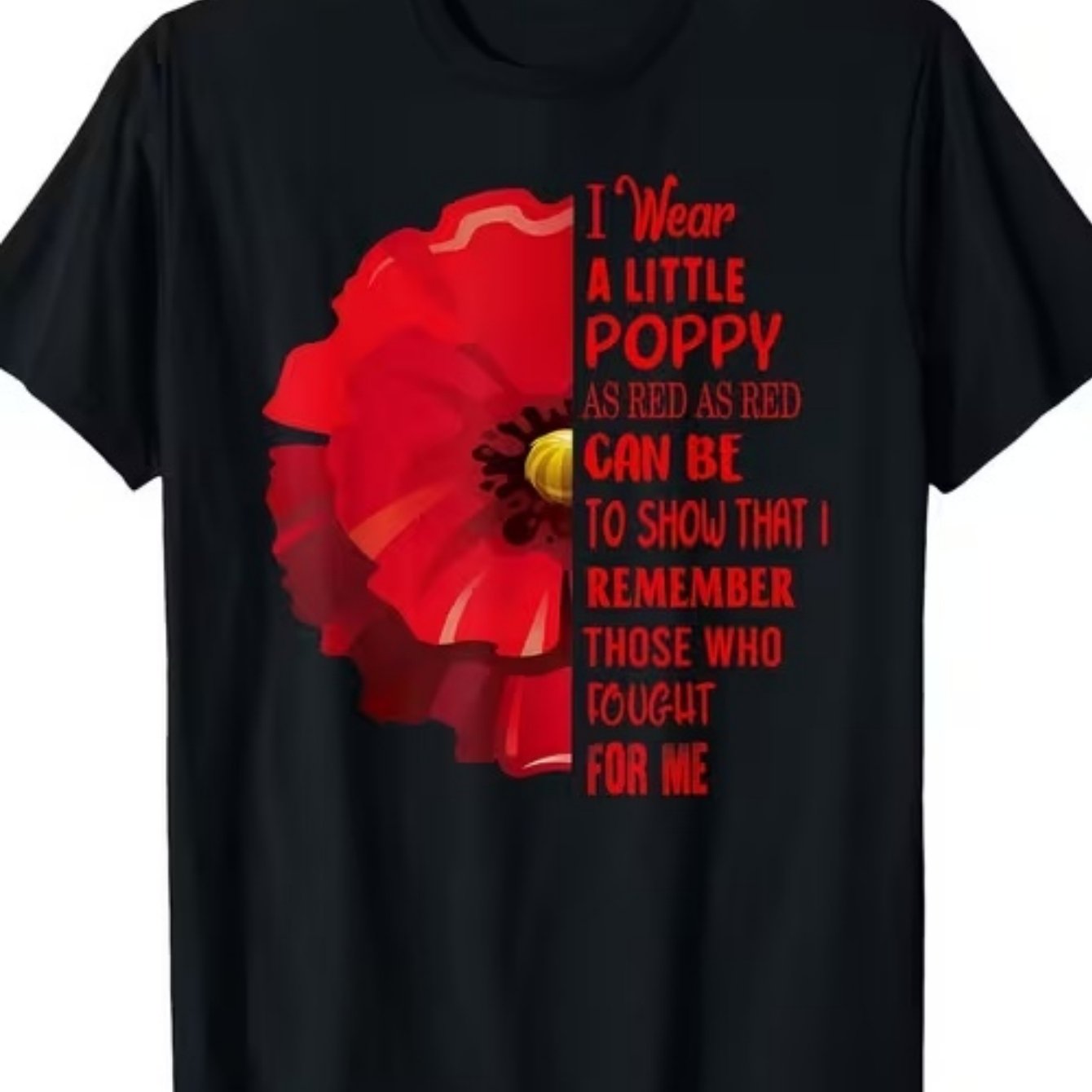 TEMU T-shirt graphique avec motif de fleur de coquelicot rouge et slogan "I Wear a ", col rond doux et respirant