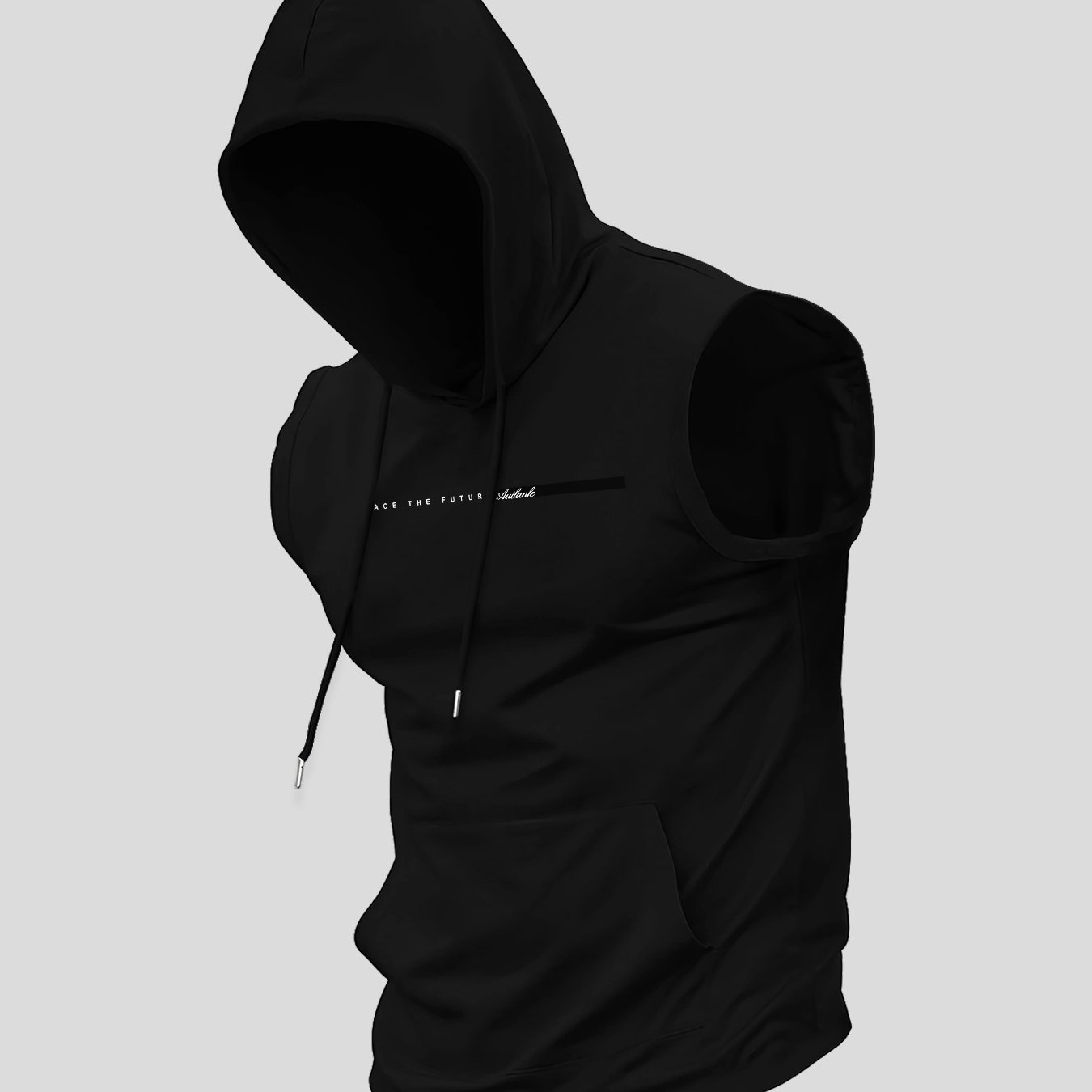 TEMU Men's Casual Hooded Tank Top, Simple Letter Pattern, Suitable For Summer Sports, Gym Training, Outdoor Activities, Fashionable Sleeveless Hooded