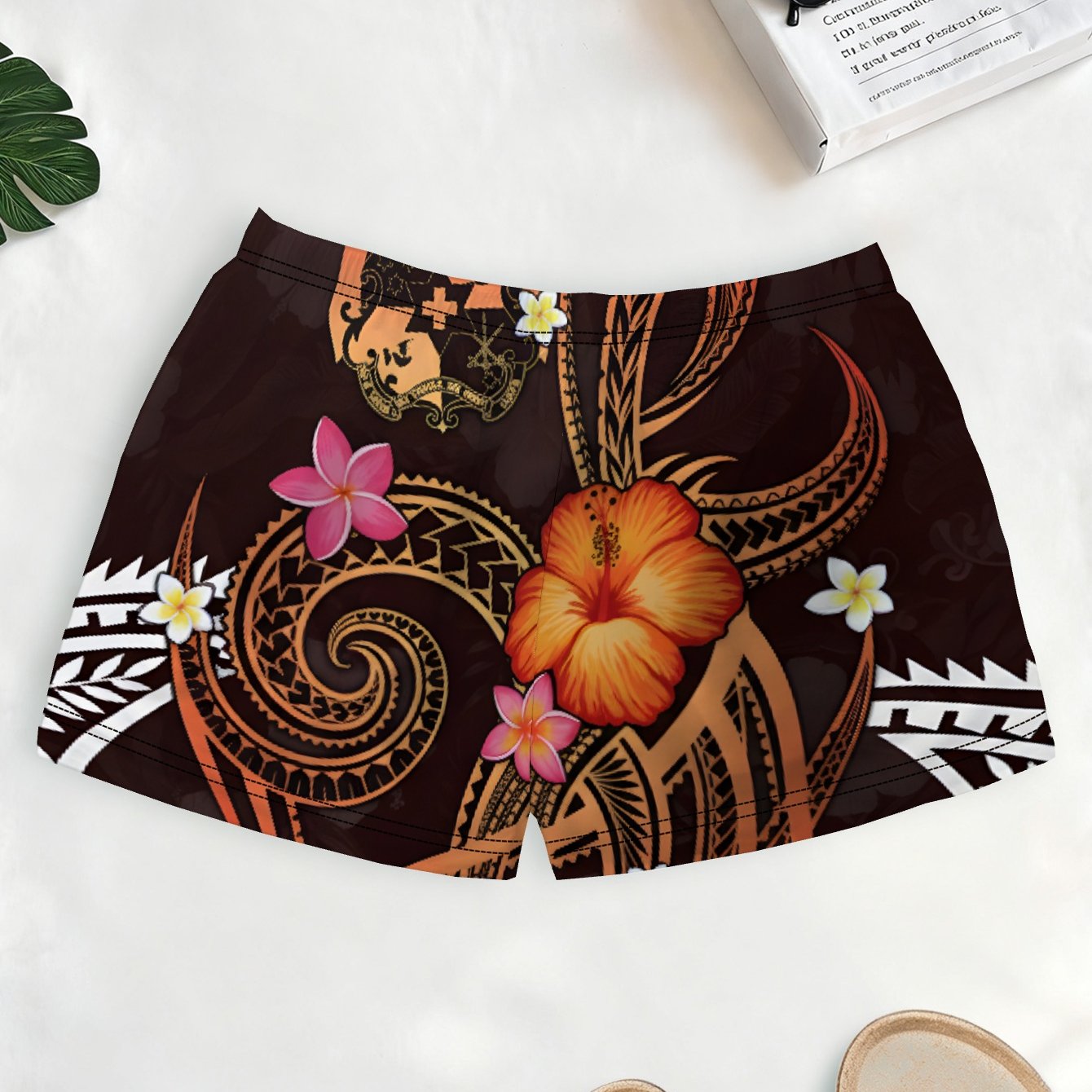 TEMU Women's Shorts Featuring A Polynesian Hibiscus Design Maori